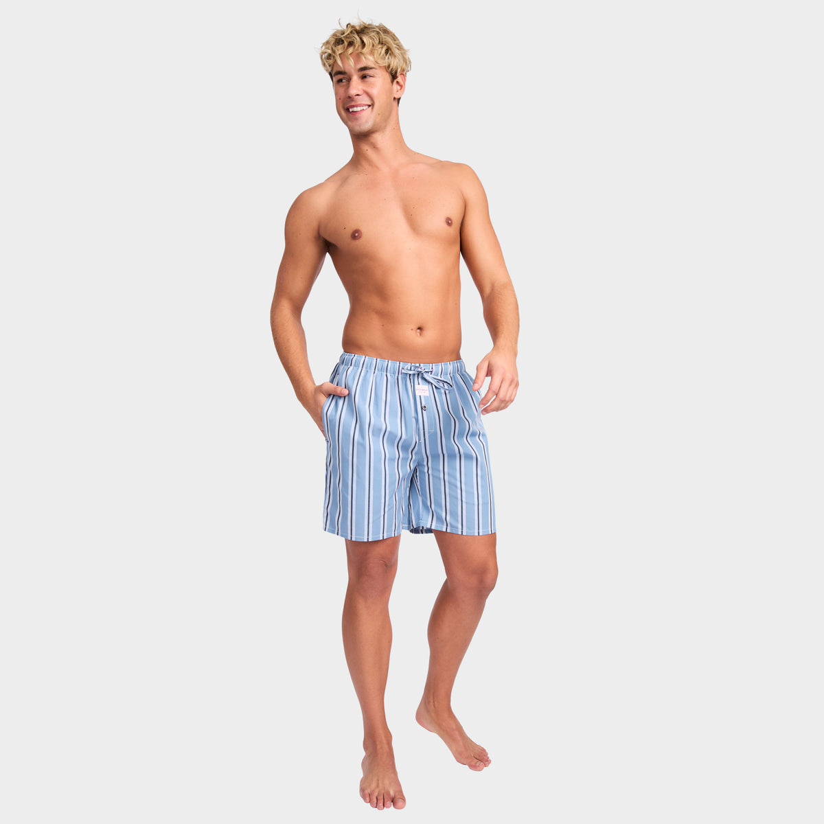 Mitchdowd Men's Soft Stripe Cotton Sleep Shorts