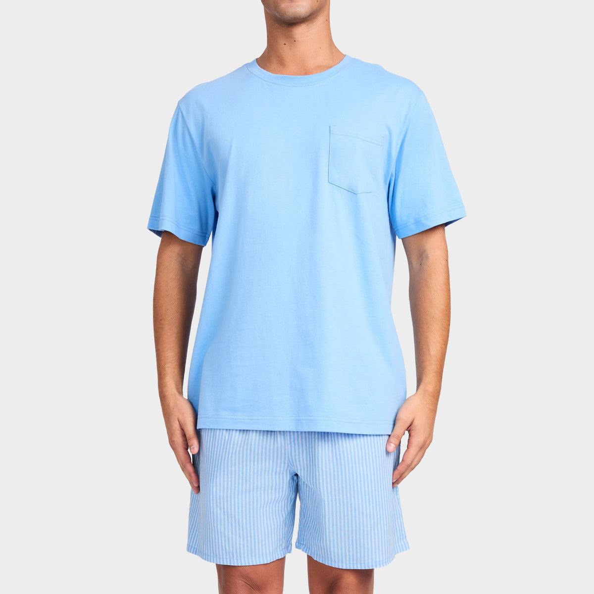Mitchdowd Men's Blue Stripe Linen Sleep Set