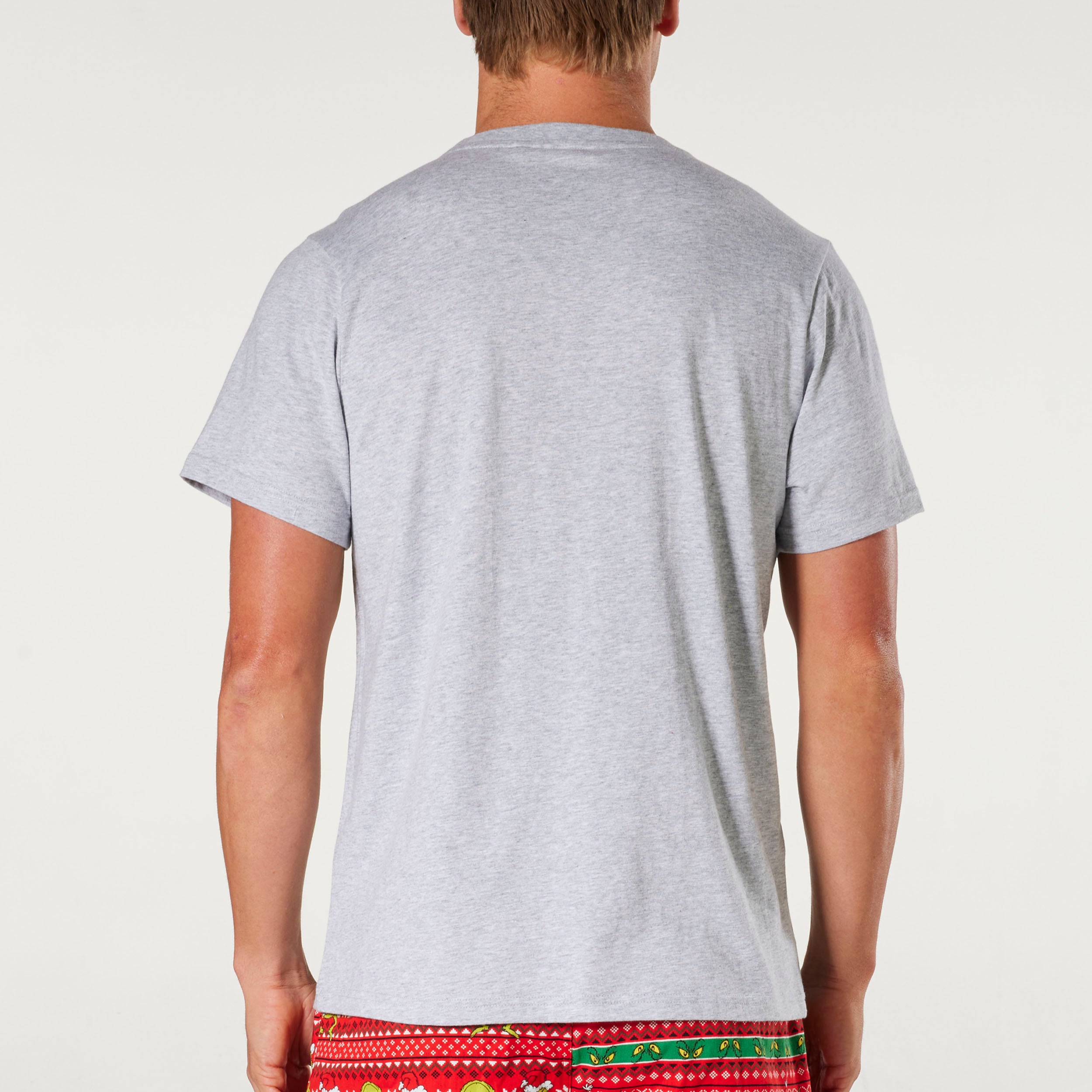 Men's Christmas The Grinch Stink Stank Stunk Cotton Sleep Tee - Grey Marle - Image 3