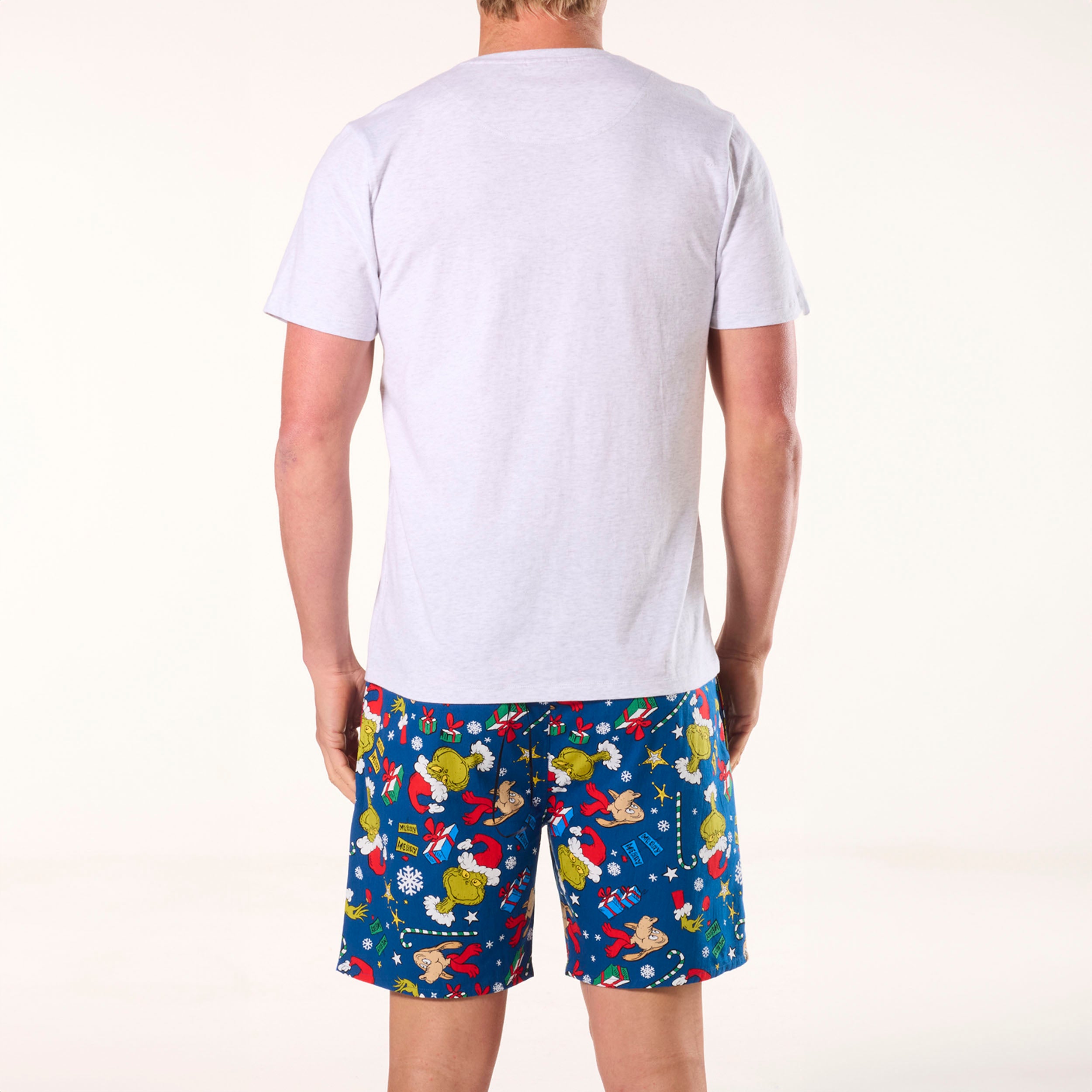 Men's Grinch Merry Merry Cotton Sleep Short - Navy - Image 3