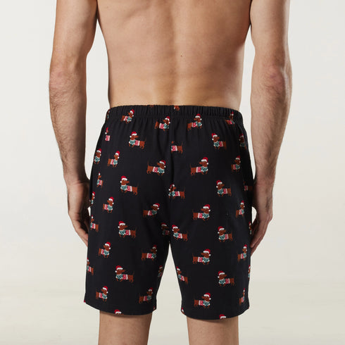 Men's Sausage Dogs Cotton Sleep Short - Black