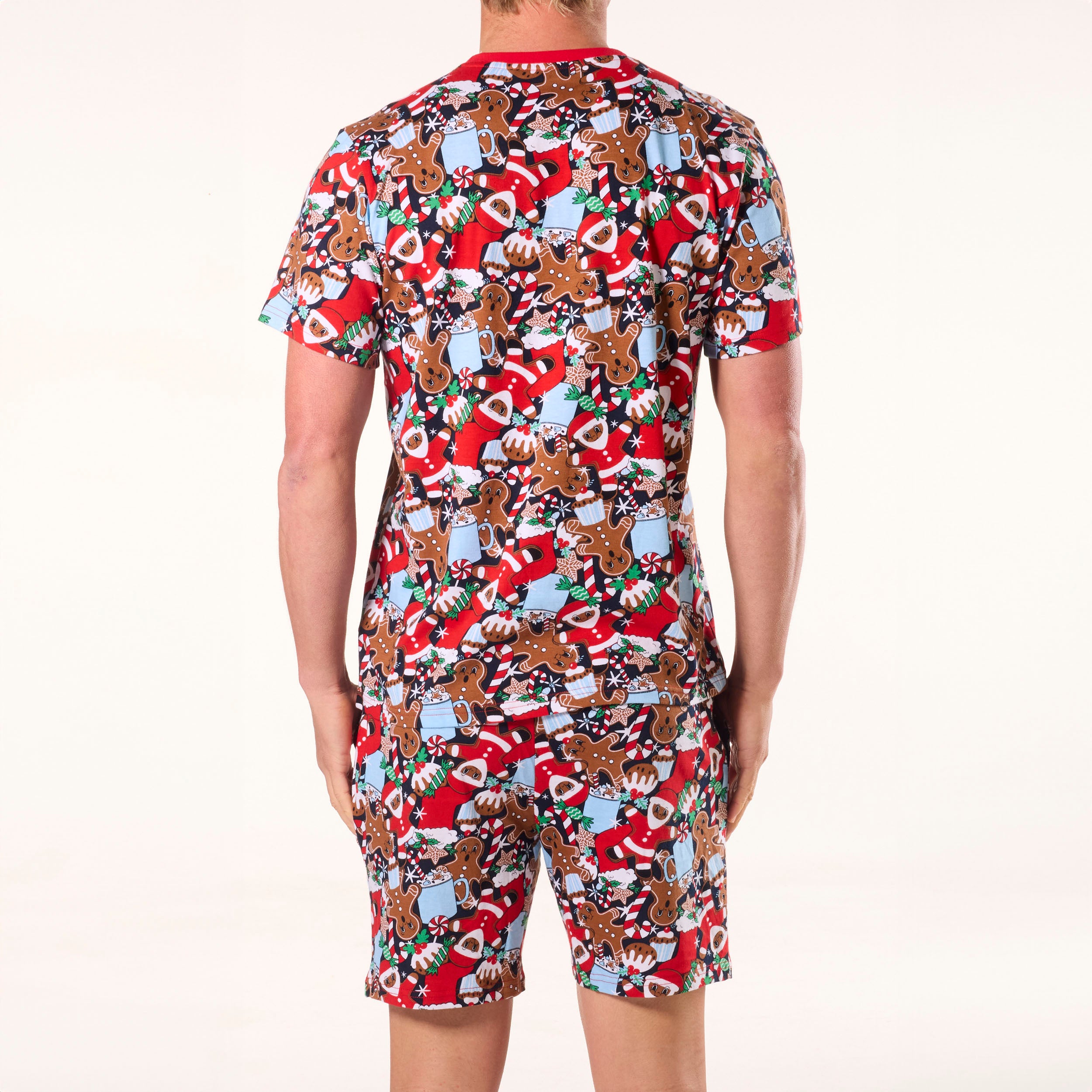 Men's Gingerbread Heaven Cotton Knit Pyjama Set - Red - Image 3