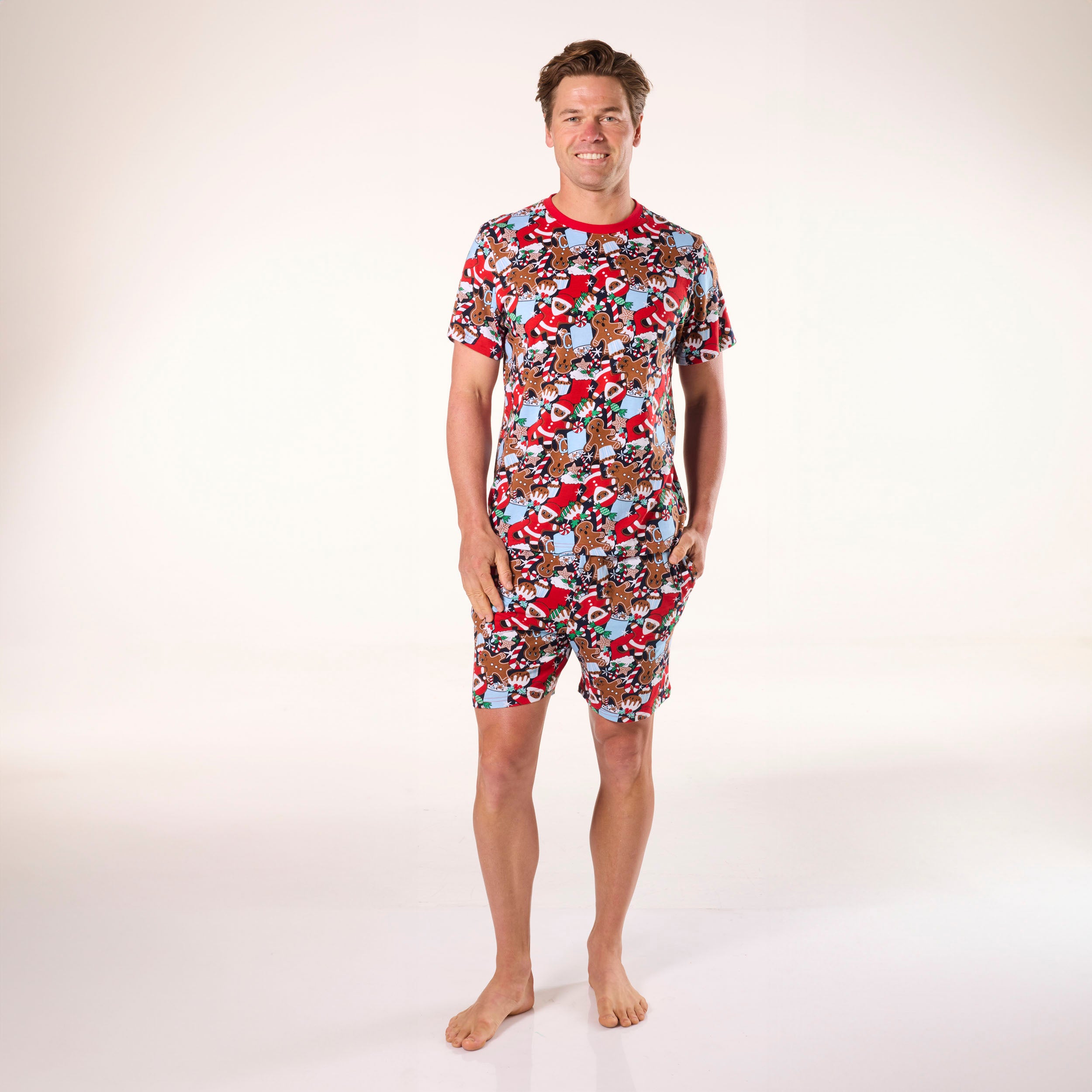 Men's Gingerbread Heaven Cotton Knit Pyjama Set - Red - Image 4