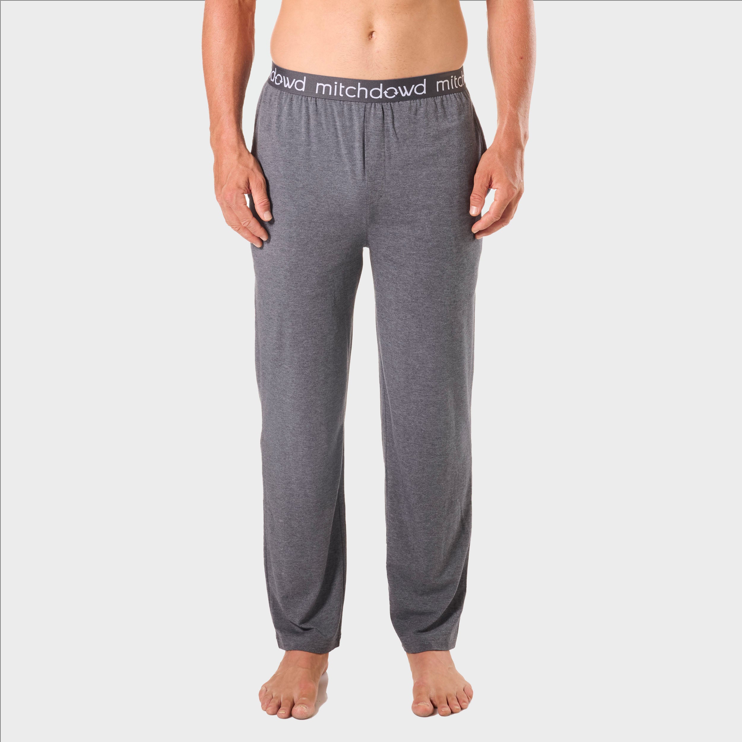 Mens Soft Bamboo Knit Sleep Pants - Grey Marle