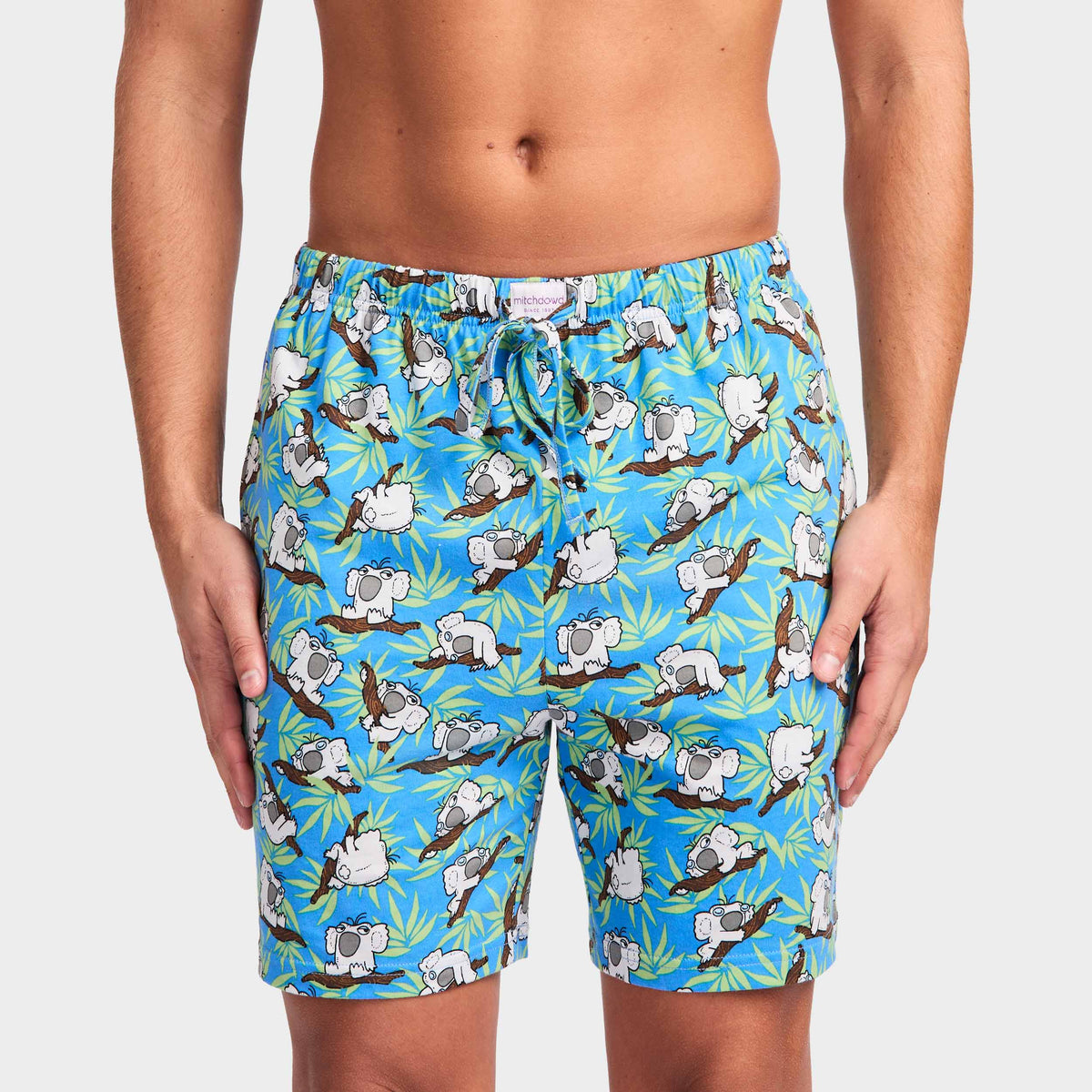 Mitchdowd Men's Slothful Koala Cotton Knit Sleep Shorts