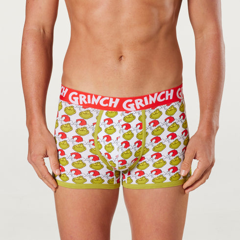 Men's Grinch On Repeat Cotton Mid-Length Trunk - Green
