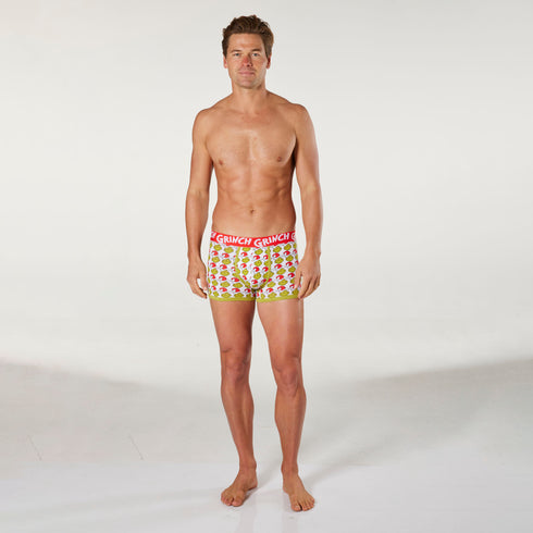 Men's Grinch On Repeat Cotton Mid-Length Trunk - Green