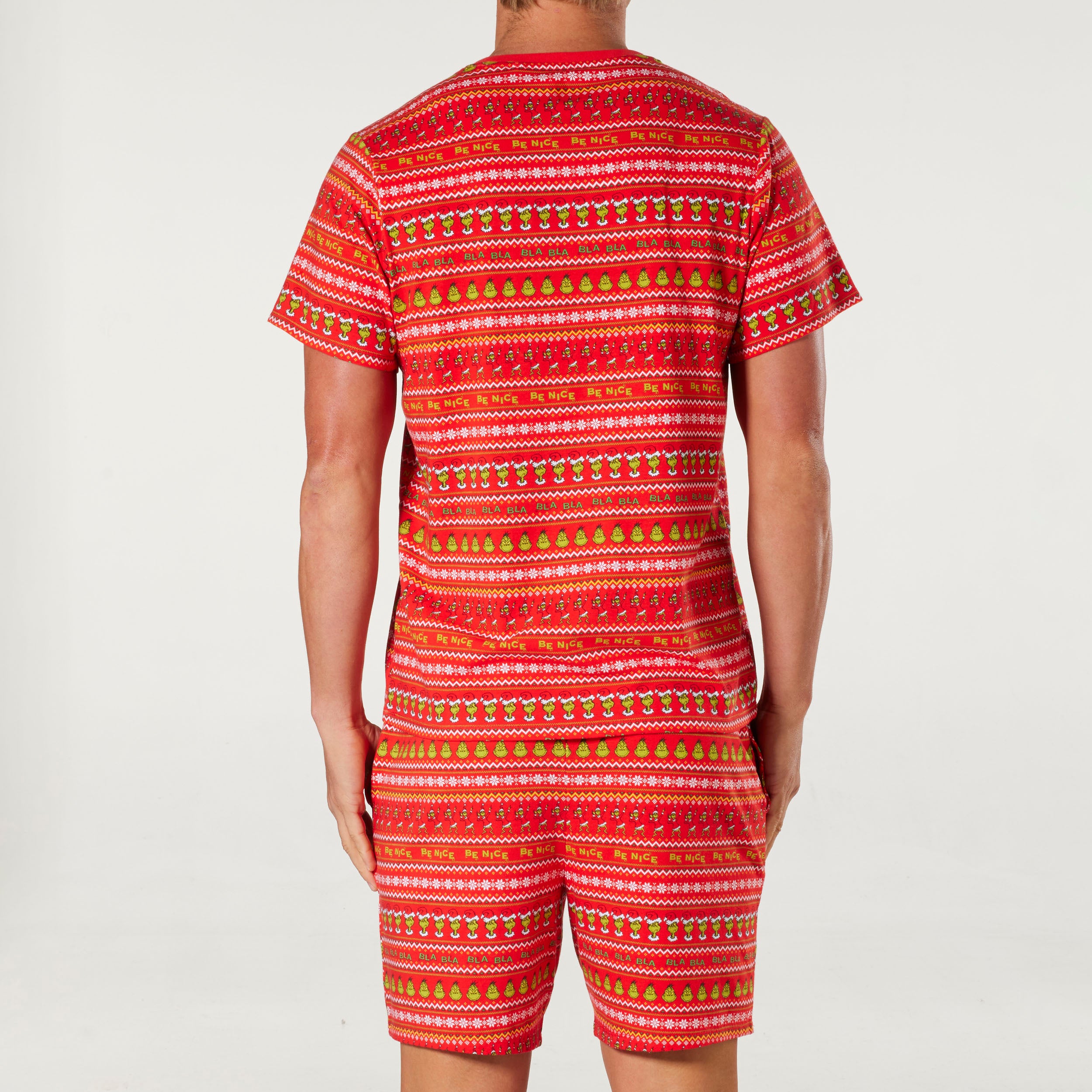 Men's Christmas Grinch Fam Jams Cotton Pyjama Set - Red - Image 3