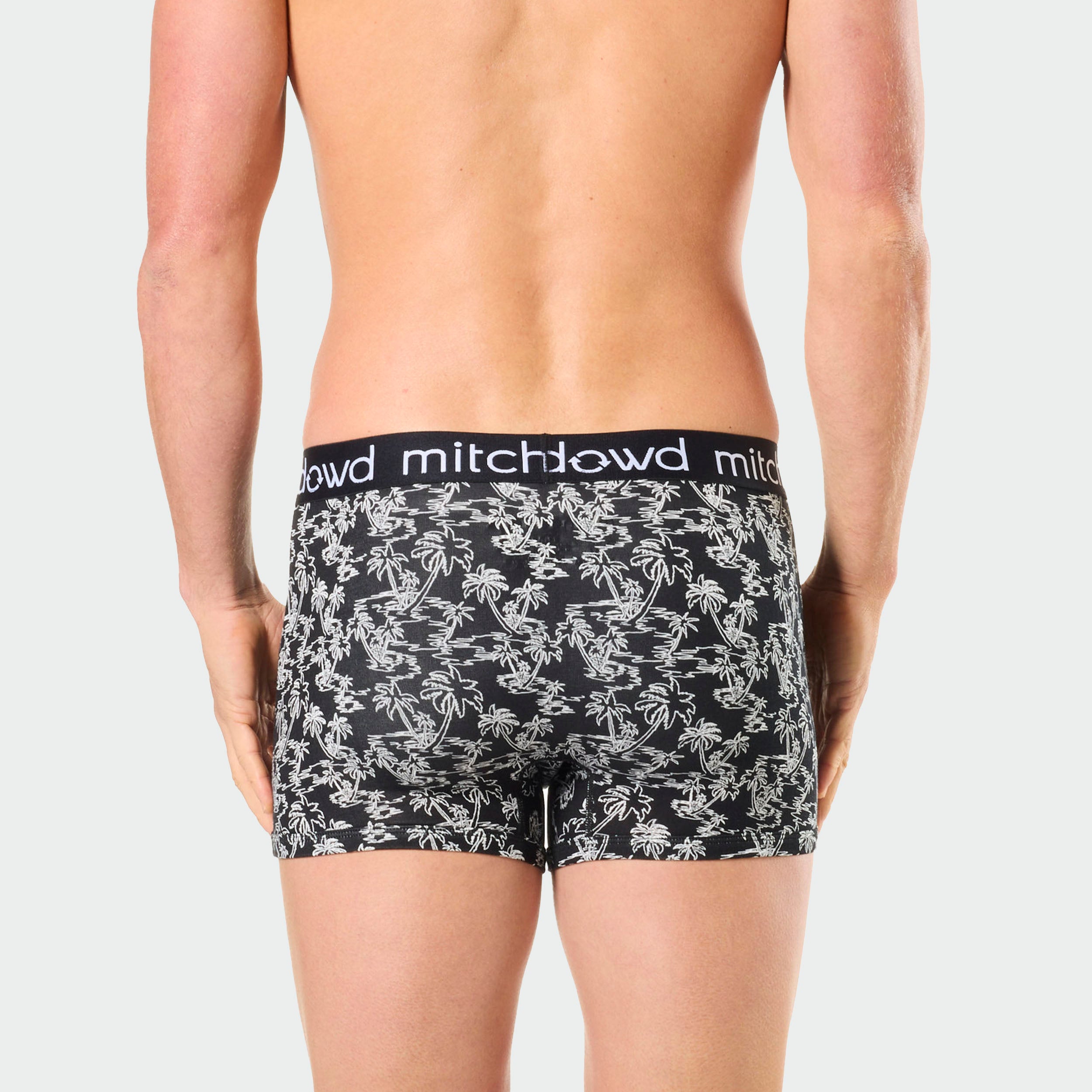 Mitch Dowd Men's Bamboo Trunks 2 Pack Palms Black and White