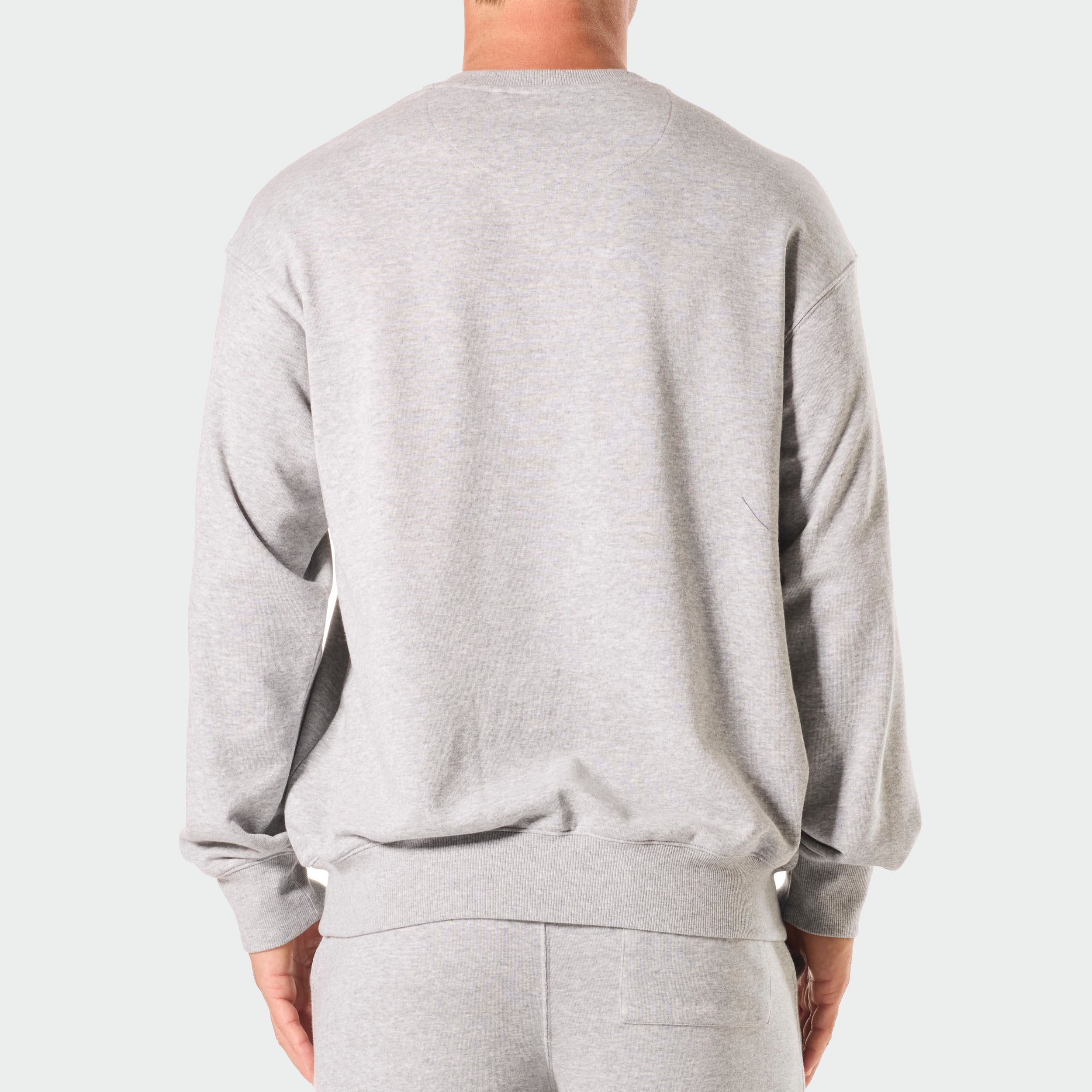 Mens Lightweight French Terry Cotton Sweatshirt - Light Grey Marle- Image 3