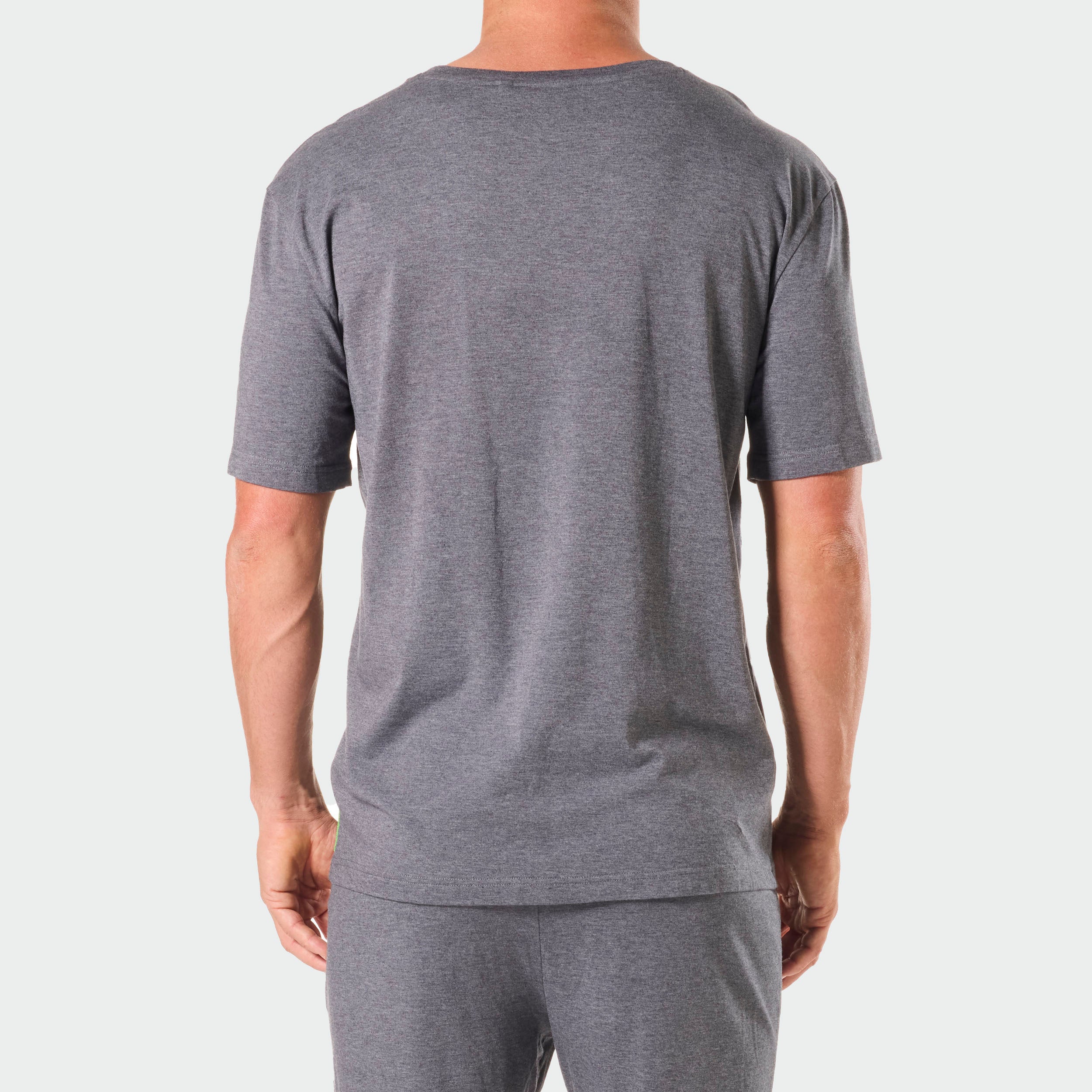 Mens Soft Bamboo Crew Neck Sleep Tee - Grey Marle - Image 3