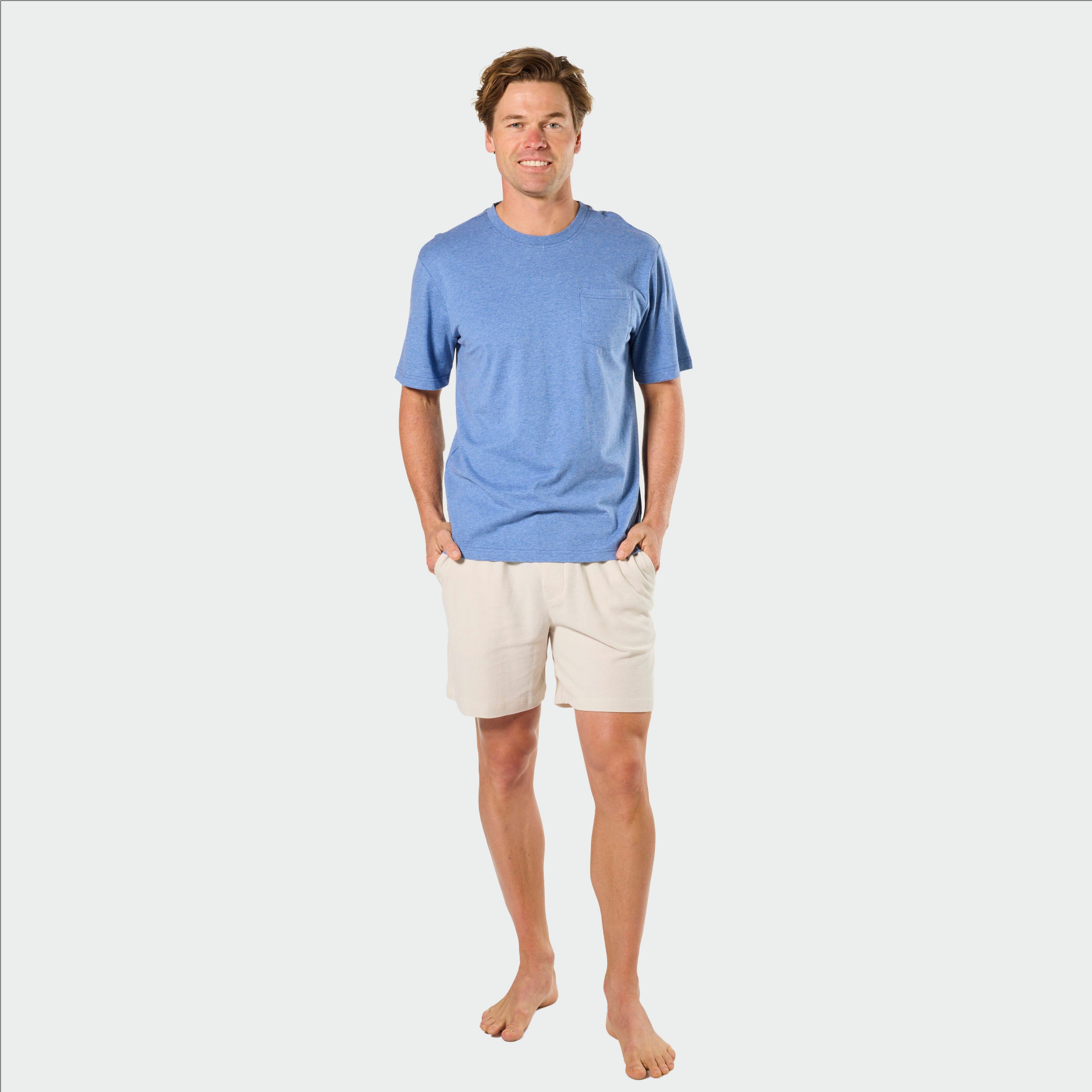 Men's Relaxed Cotton Knit Sleep T-Shirt - Denim Marle