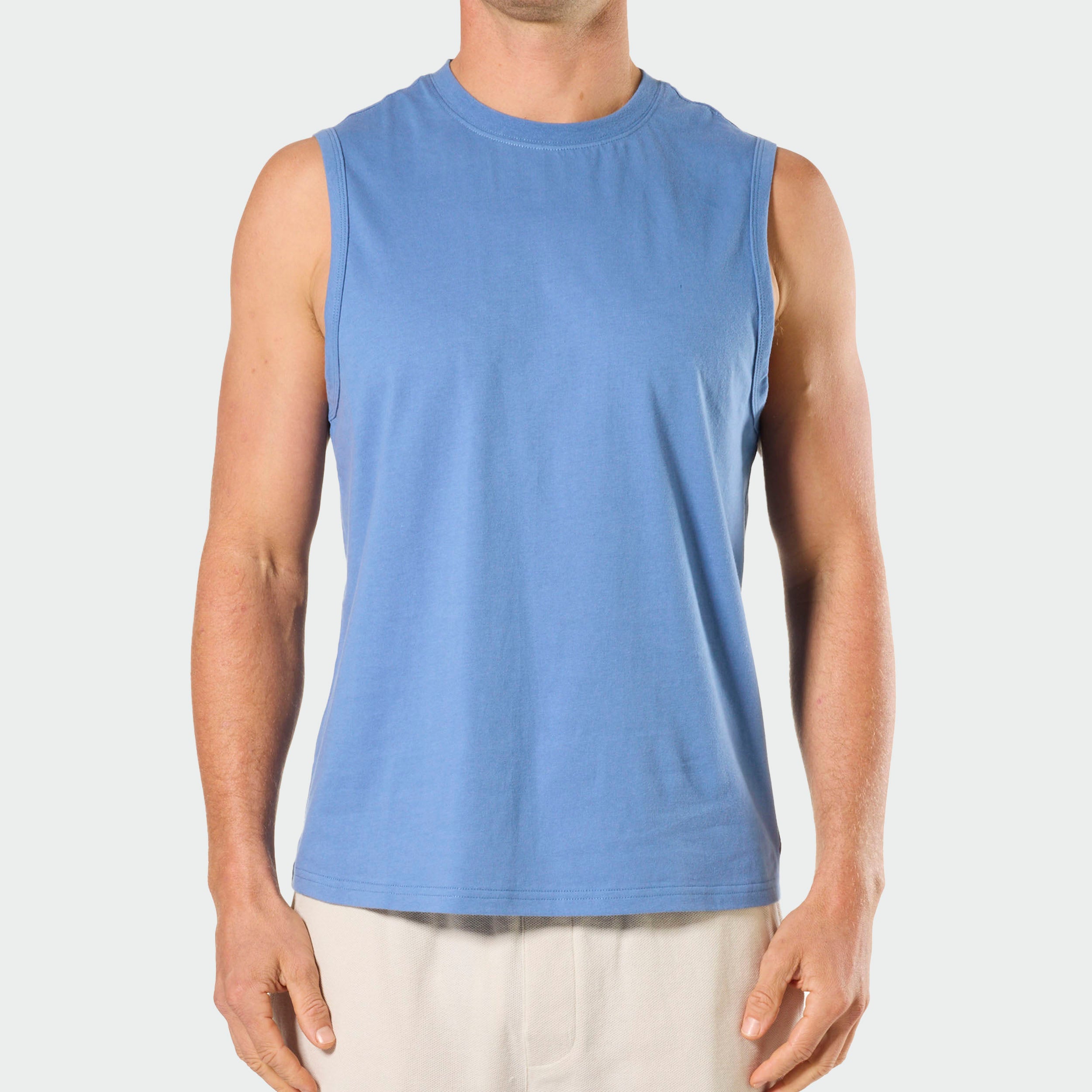 Mitchdowd Men's Relaxed Cotton Blue Muscle Tank Tee