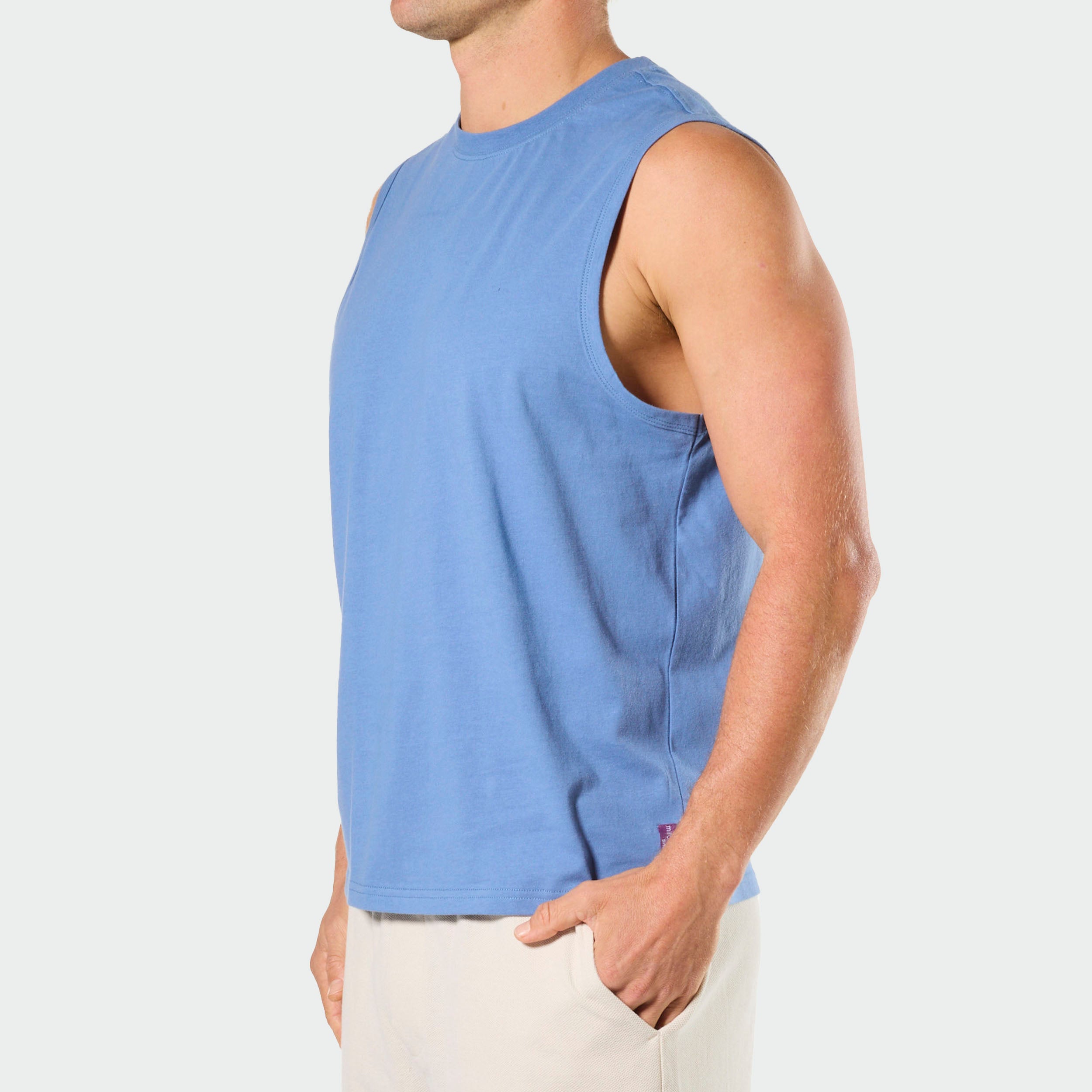 Mitchdowd Men's Relaxed Cotton Blue Muscle Tank Tee