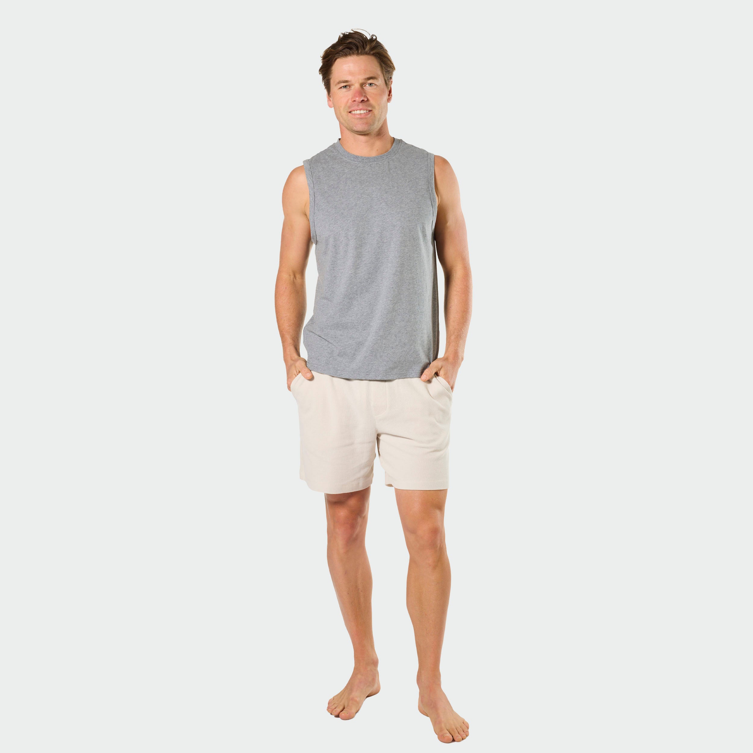 Mitchdowd Men's Relaxed Cotton Charcoal Muscle Tank Tee