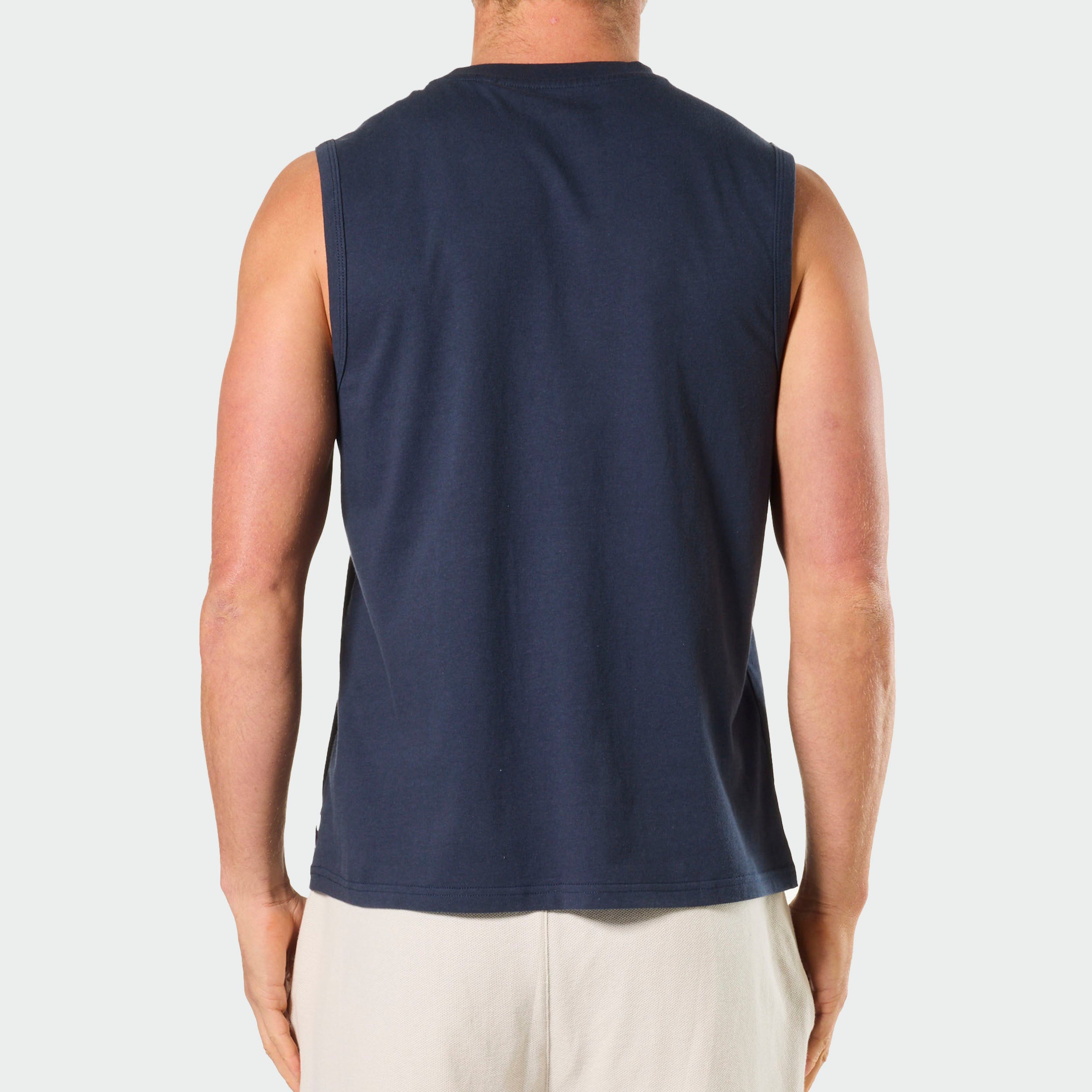Mitchdowd Men's Relaxed Cotton Navy Muscle Tank Tee
