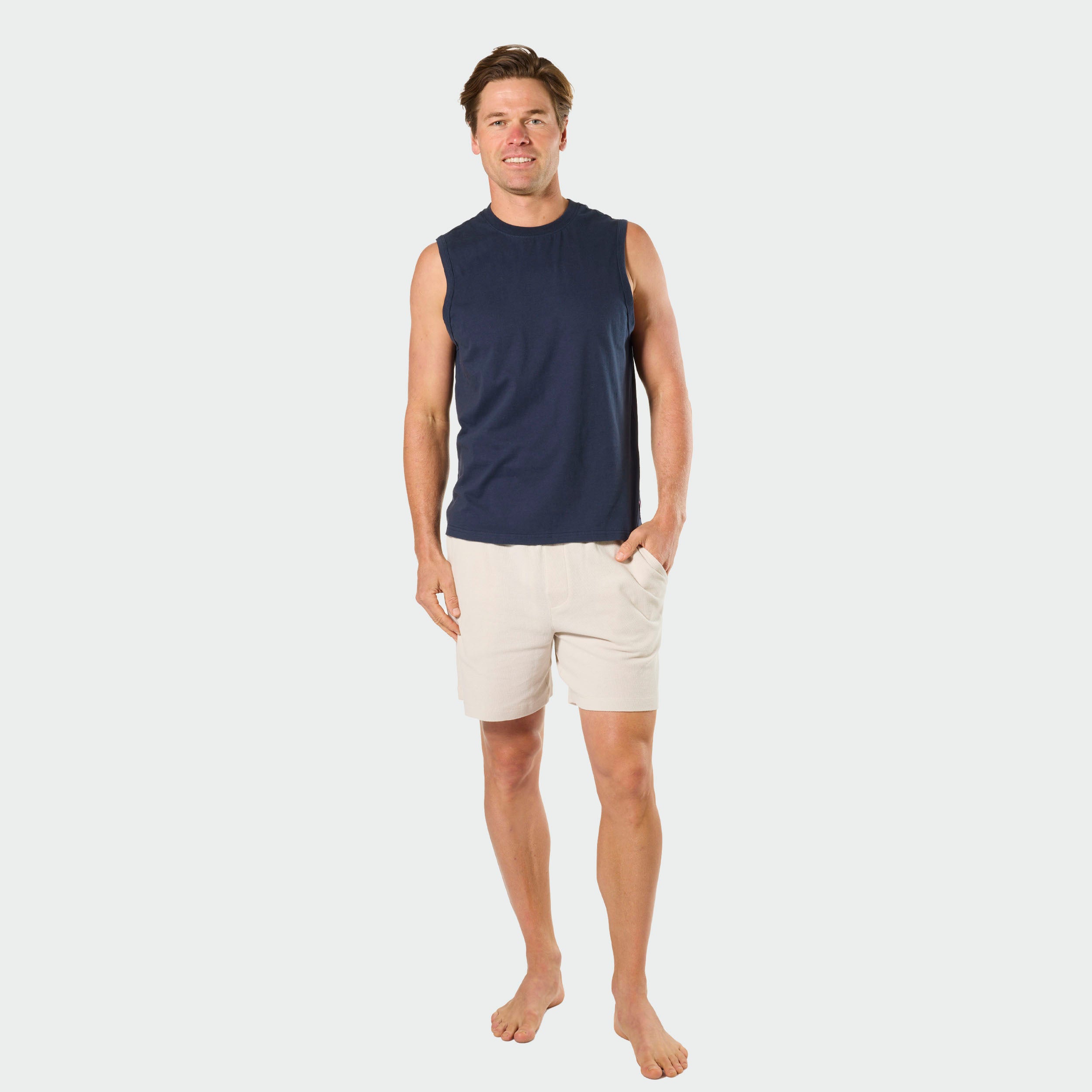 Mitchdowd Men's Relaxed Cotton Navy Muscle Tank Tee