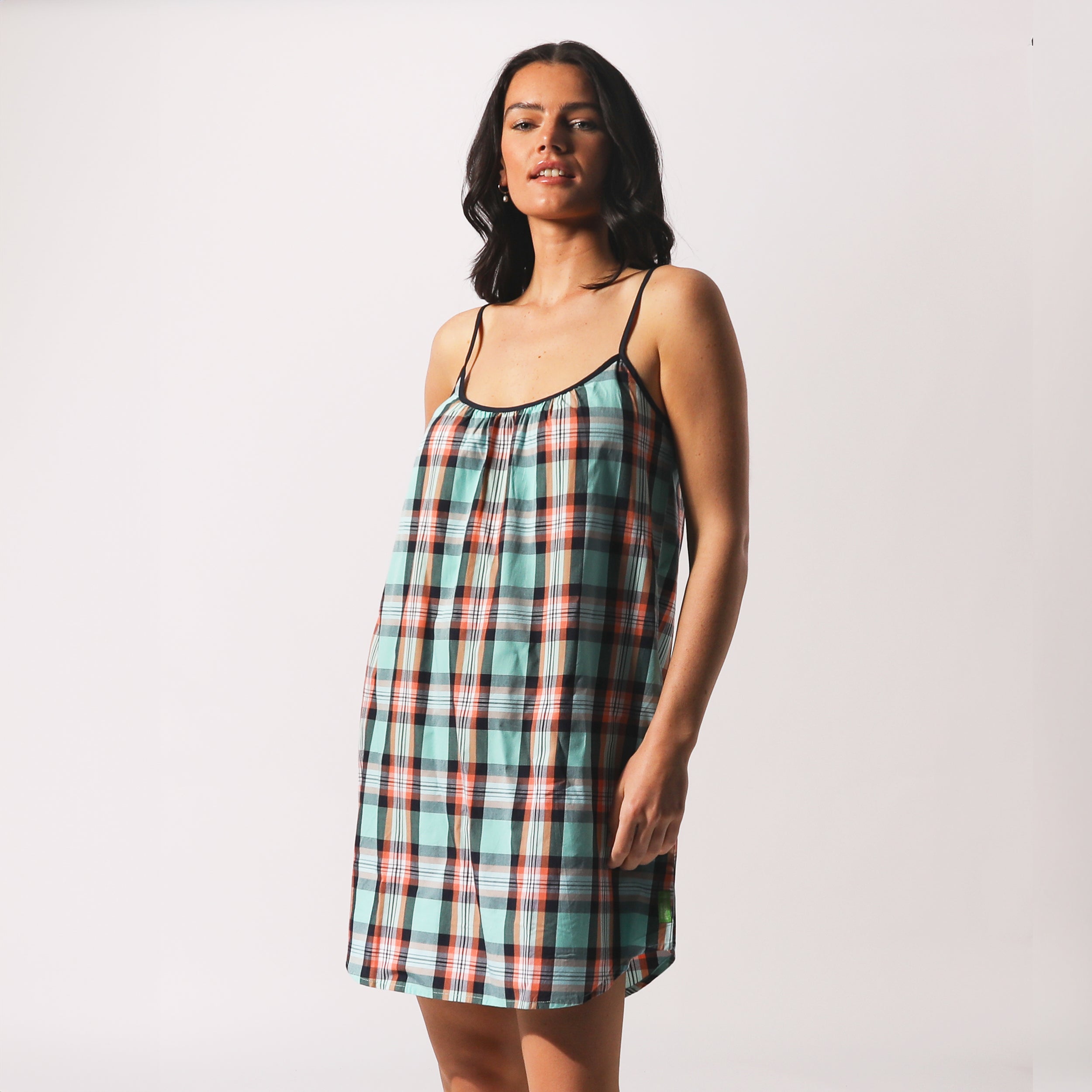 Women's Beachy Check Woven Chemise - Sky Blue - Image 3