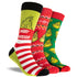 Men's Grinch Whatever Cotton Crew Socks 3 Pack Gift Box - Red & Green