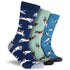 Men's Dog Feet Treats Cotton Crew Socks 3 Pack Gift Box - Blue & Greens
