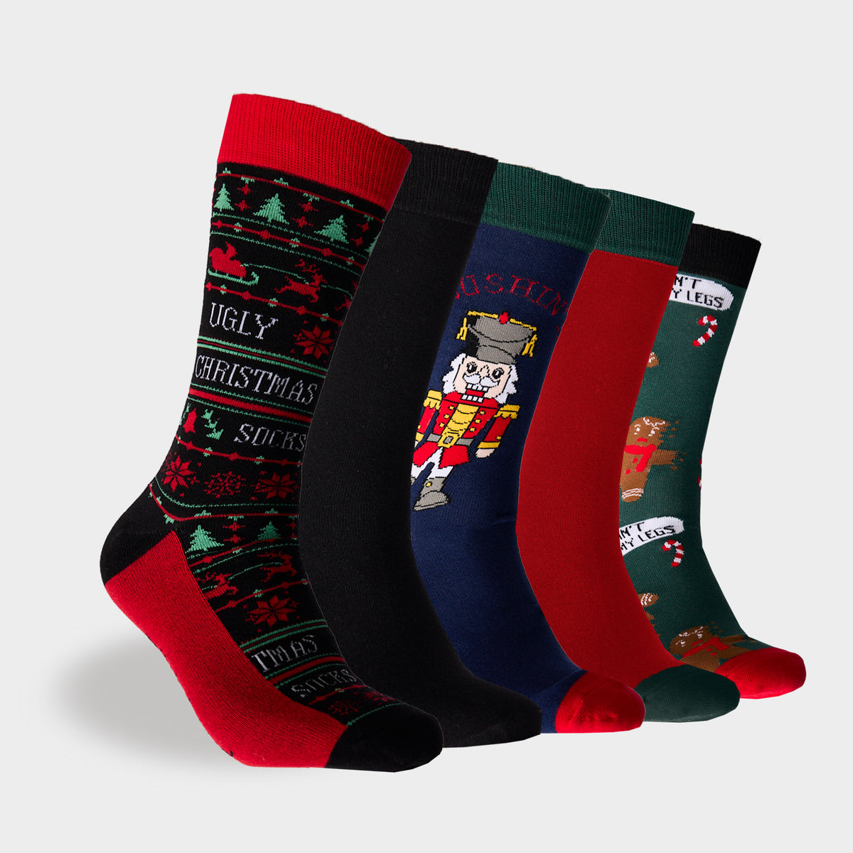 Mitchdowd Men's Christmas Cheer Cotton Socks 5 Pack