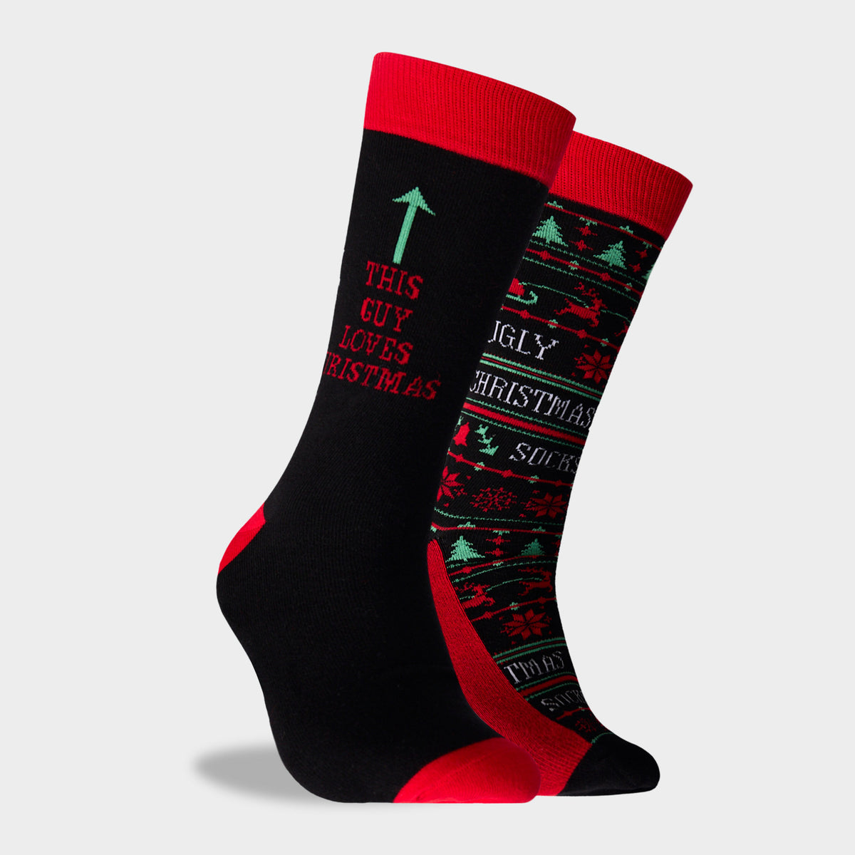 Mitchdowd Men's Ugly Christmas Cotton Socks 2 Pack