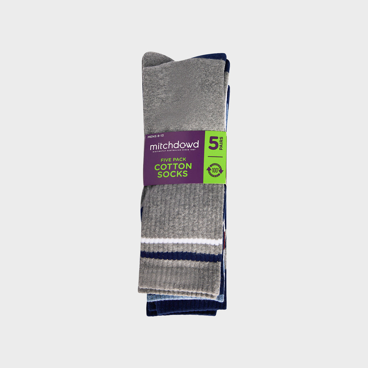 Mitchdowd Men's Casual Rib Cotton Socks 5 Pack