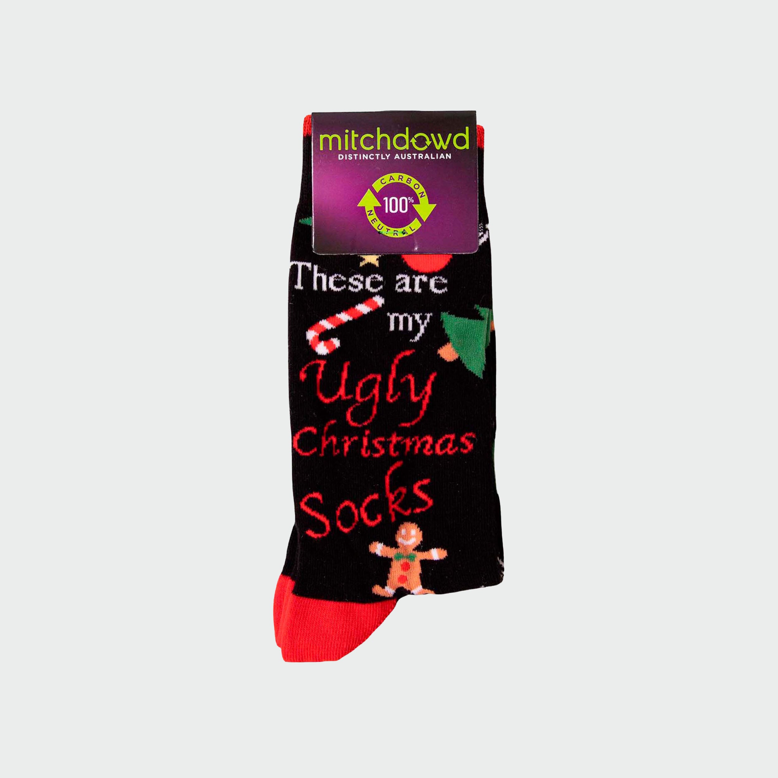 Men's Ugly Christmas Cotton Crew Socks - Black - Image 2