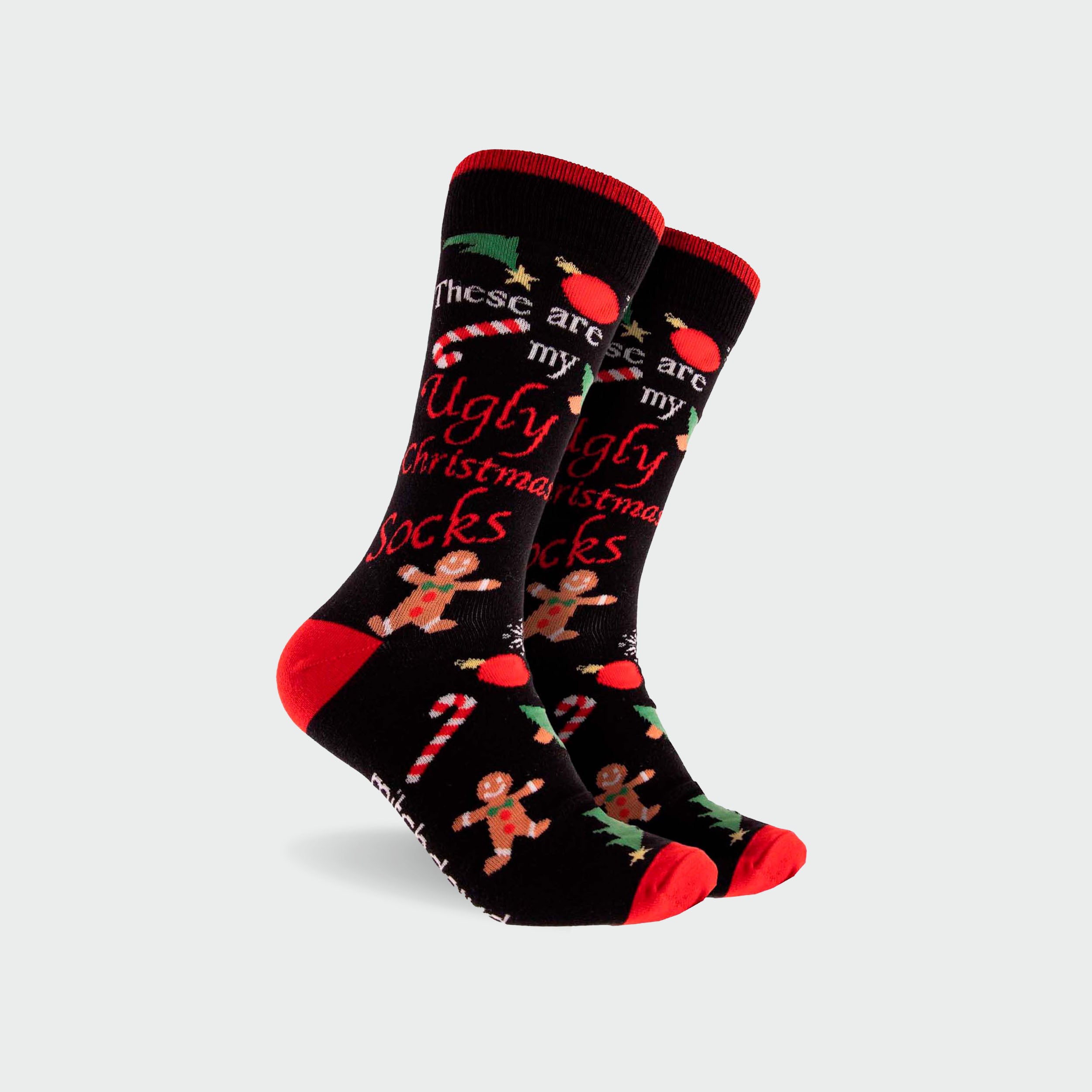 Men's Ugly Christmas Cotton Crew Socks - Black - Image 1