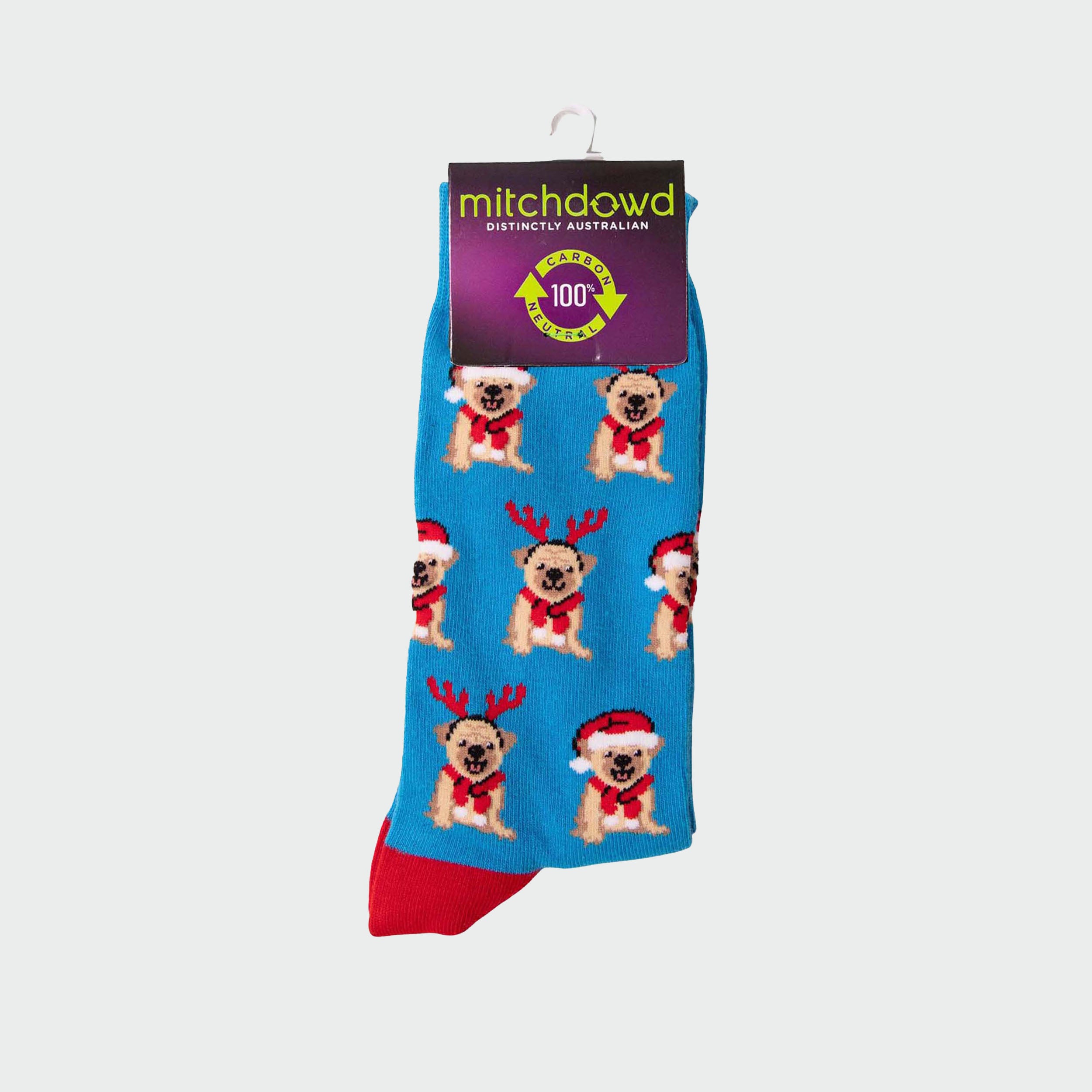 Men's Cotton Crew Socks Christmas Pugs - Image 2
