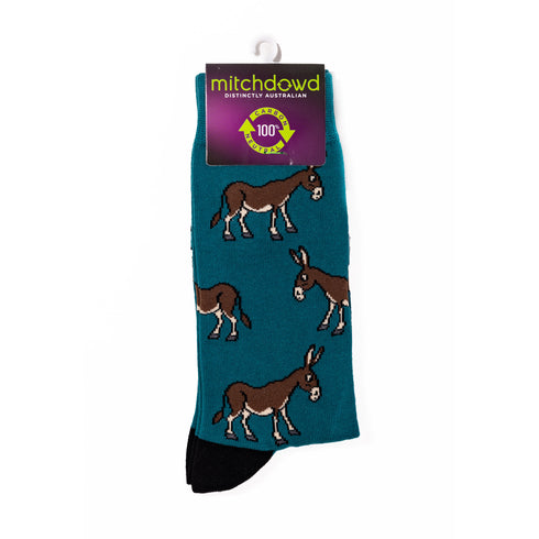 Men's Donkeys Cotton Crew Socks - Teal