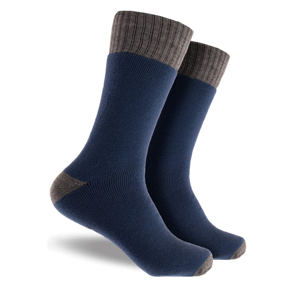 Men's Lux Colour Block Wool Crew Home Sock - Blue