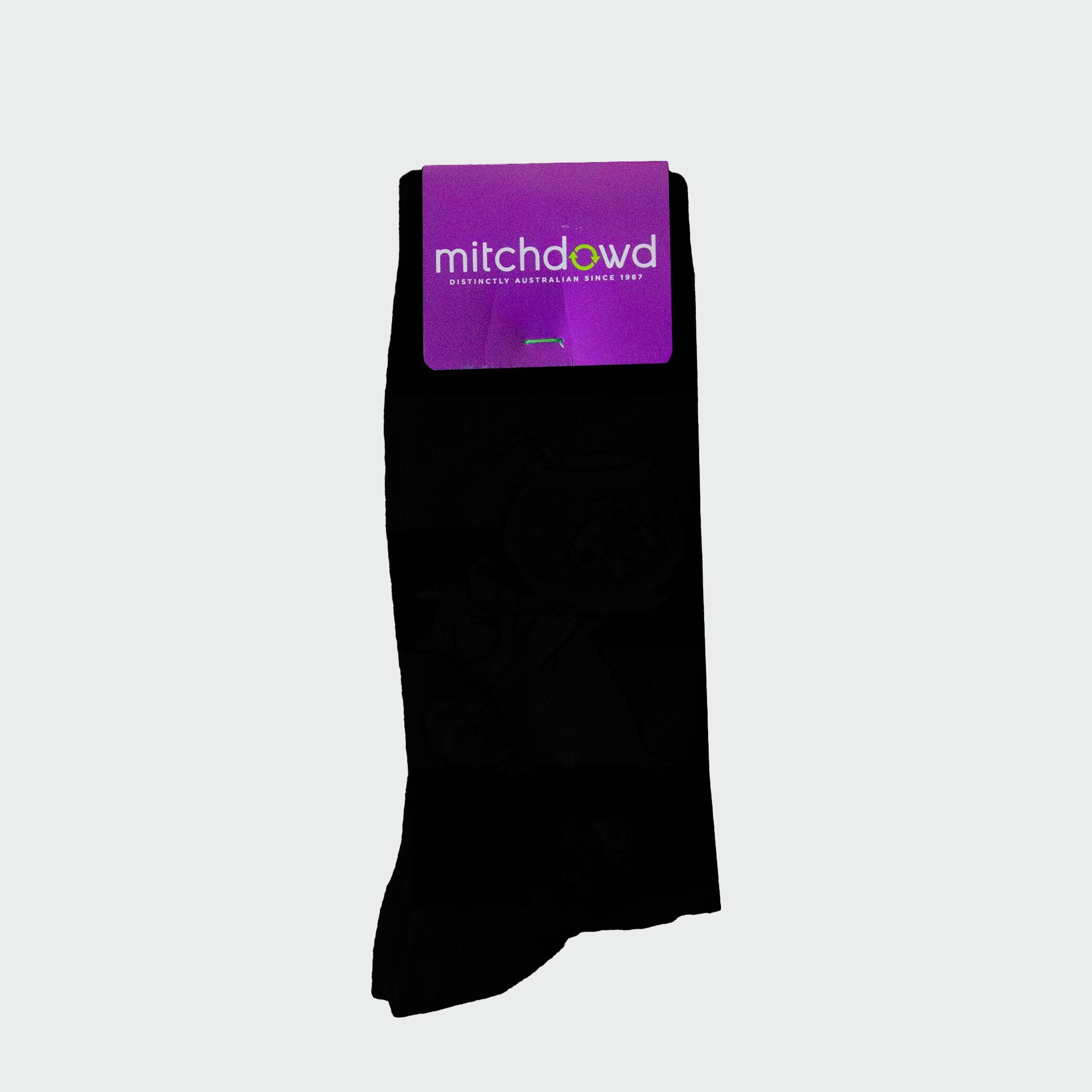 Mitchdowd Mens Waffle Bamboo Crew Socks - Black