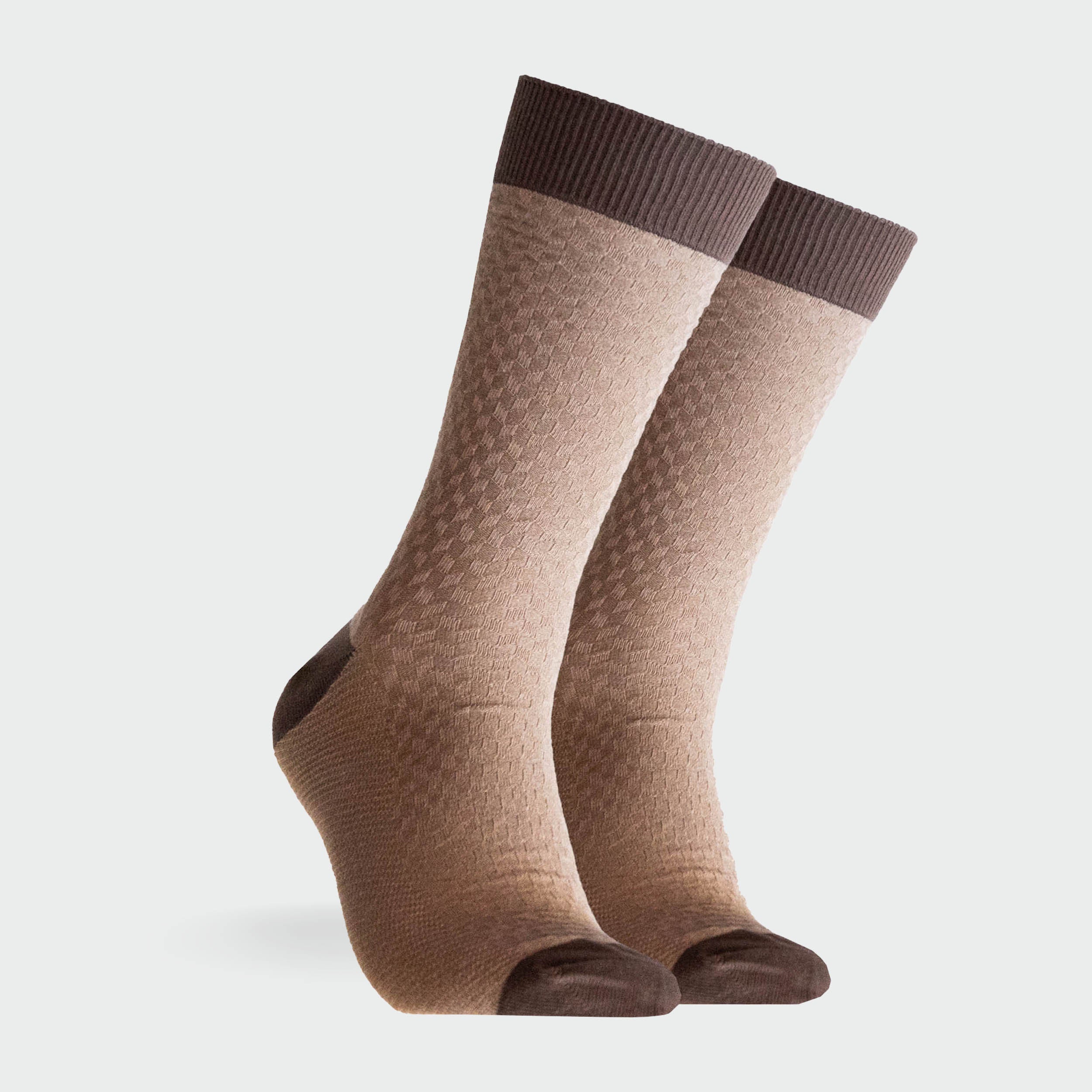 Mitchdowd Men’s Brown Pattern Dress Socks – Classic Crew Style