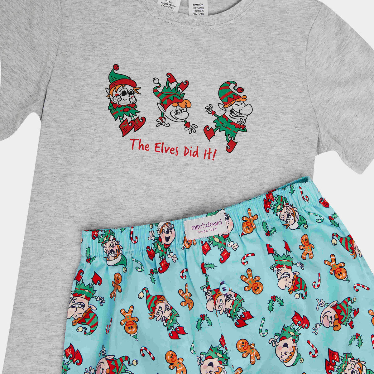 Mitchdowd Kids Elf Squad Cotton Pyjama Set