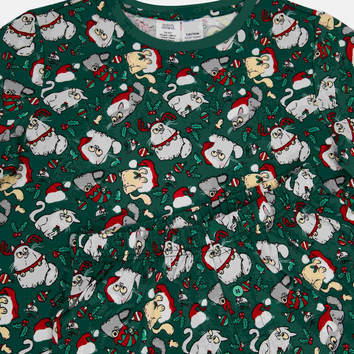 Mitchdowd Kids Christmas Kitties Pyjama Set