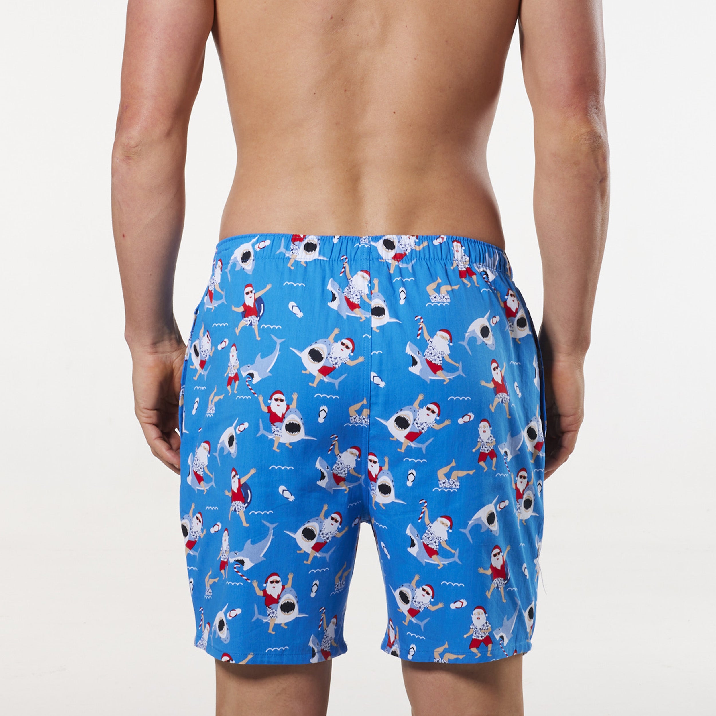 Men's Surfs Up Santa Cotton Sleep Short - Blue - Image 3