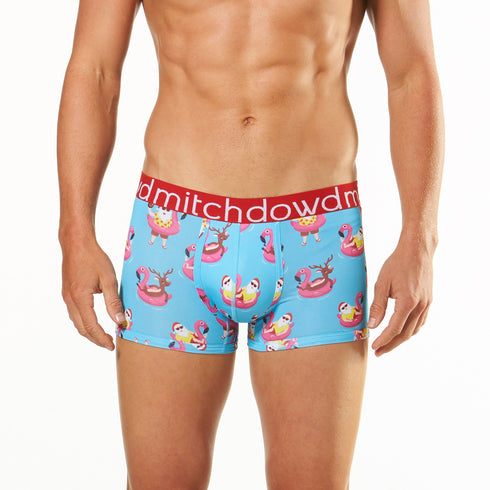Men's Poolside Santa Printed Mid-Length Trunk