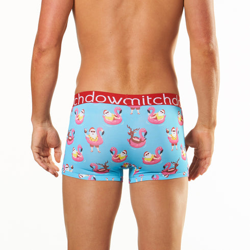 Men's Poolside Santa Printed Mid-Length Trunk