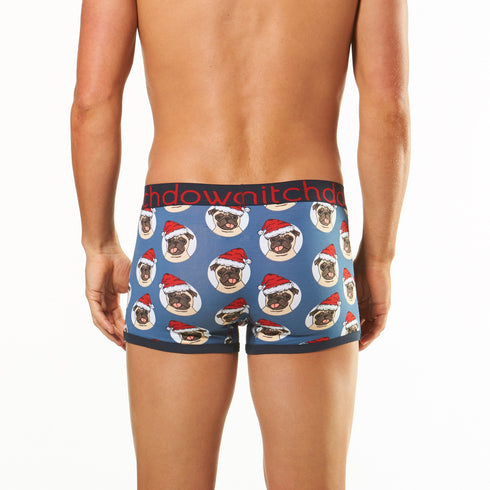 Men's Chistmas Pugs Printed Mid-Length Trunk