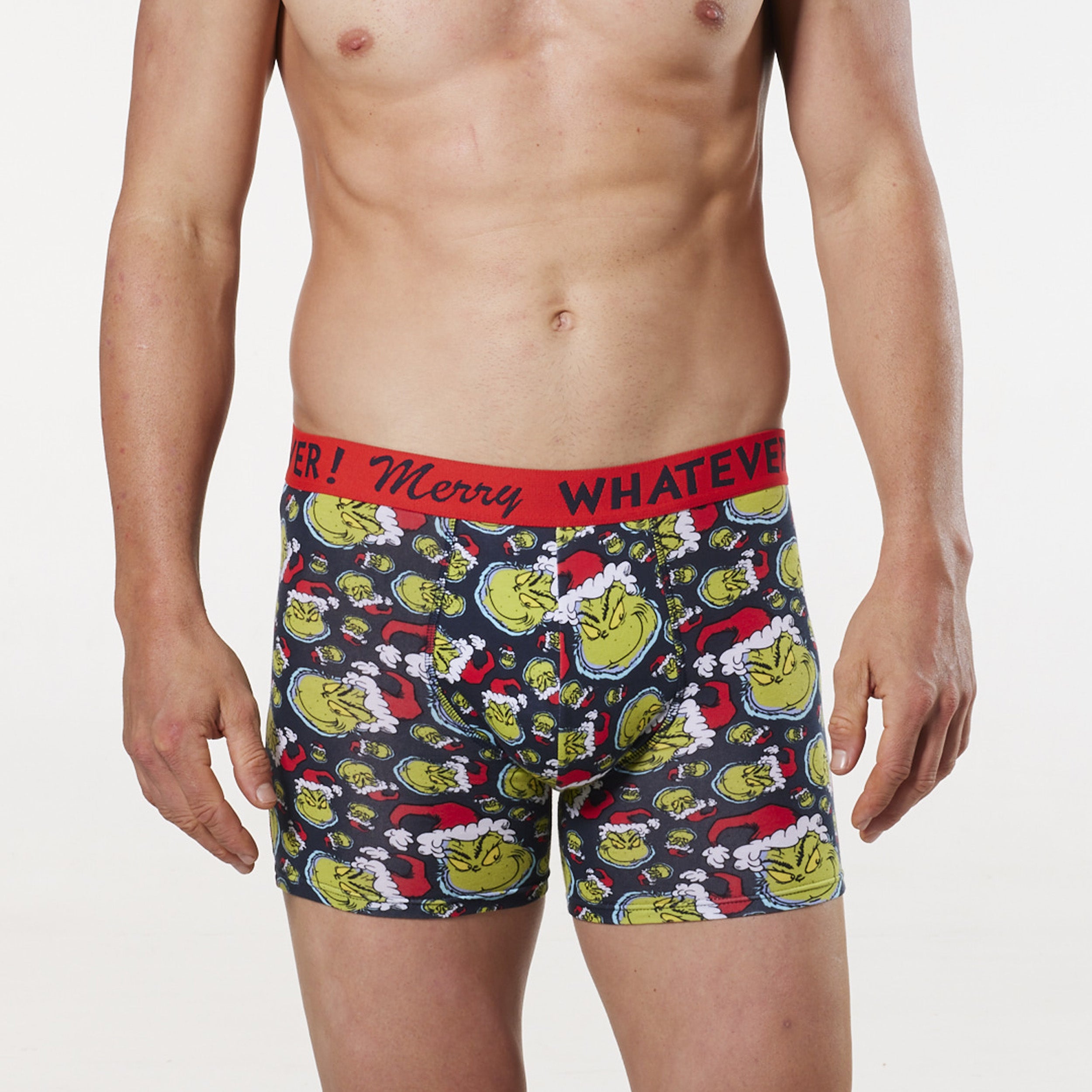 Men's Christmas Grinch Faces Cotton Long Leg Trunk - Charcoal - Image 4
