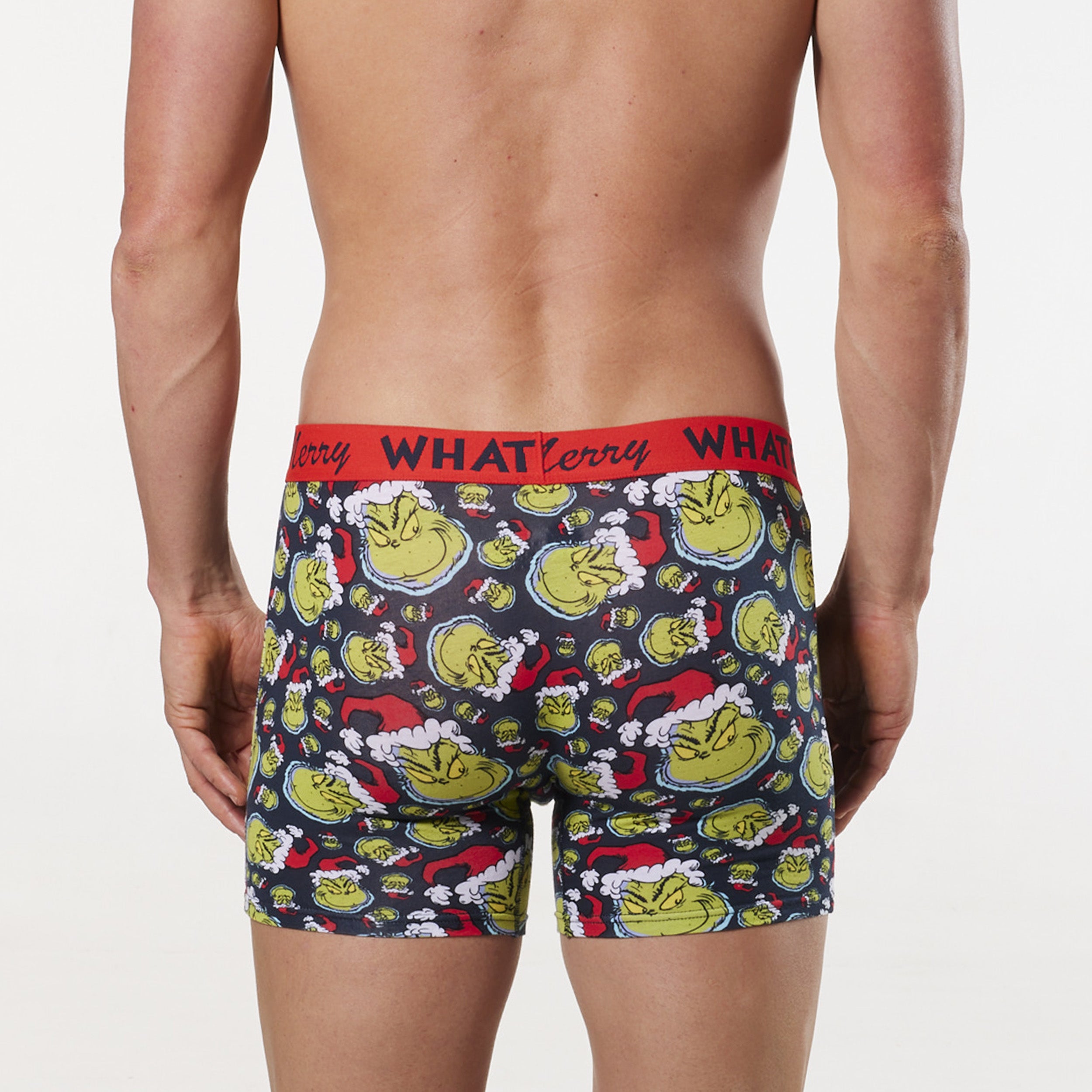 Men's Christmas Grinch Faces Cotton Long Leg Trunk - Charcoal - Image 3