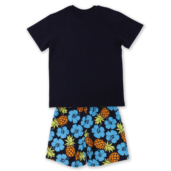 Kid's Summer Holiday Cotton Short Pyjama Set - Blue