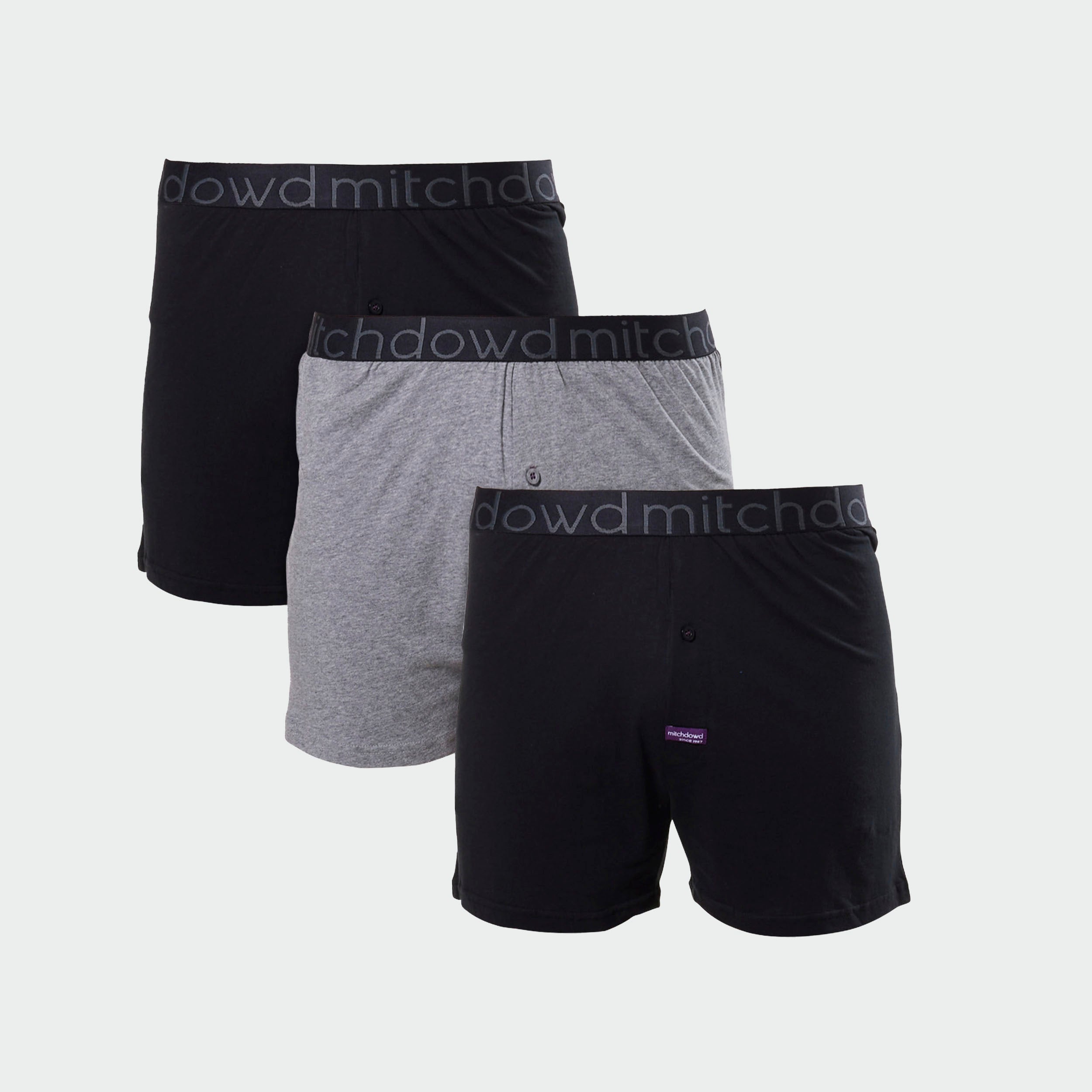 Men's Loose Fit Knit Boxer Shorts 3 Pack - Black/Grey - Image 1