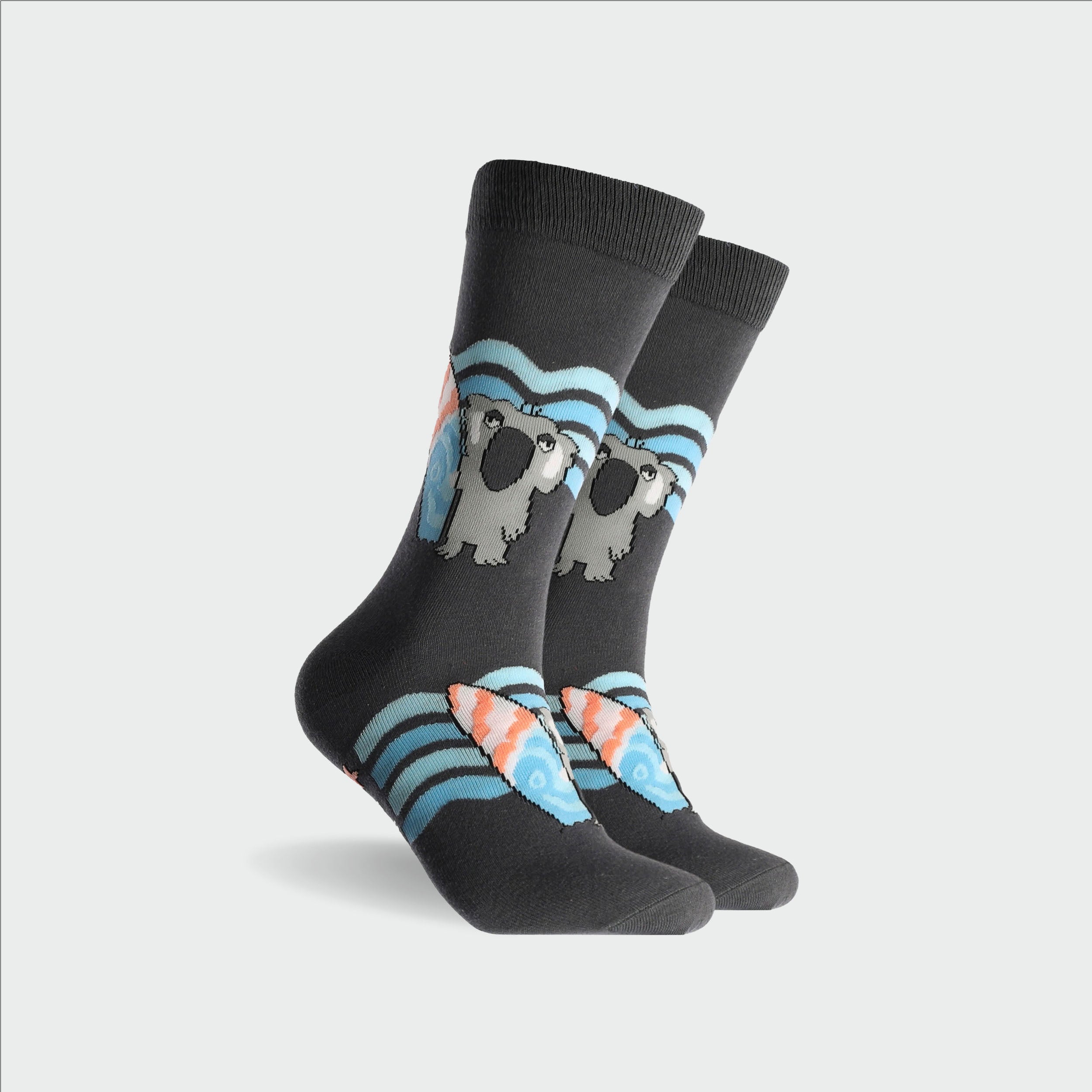 Men's Koala Cotton Crew Socks - Charcoal - Image 1