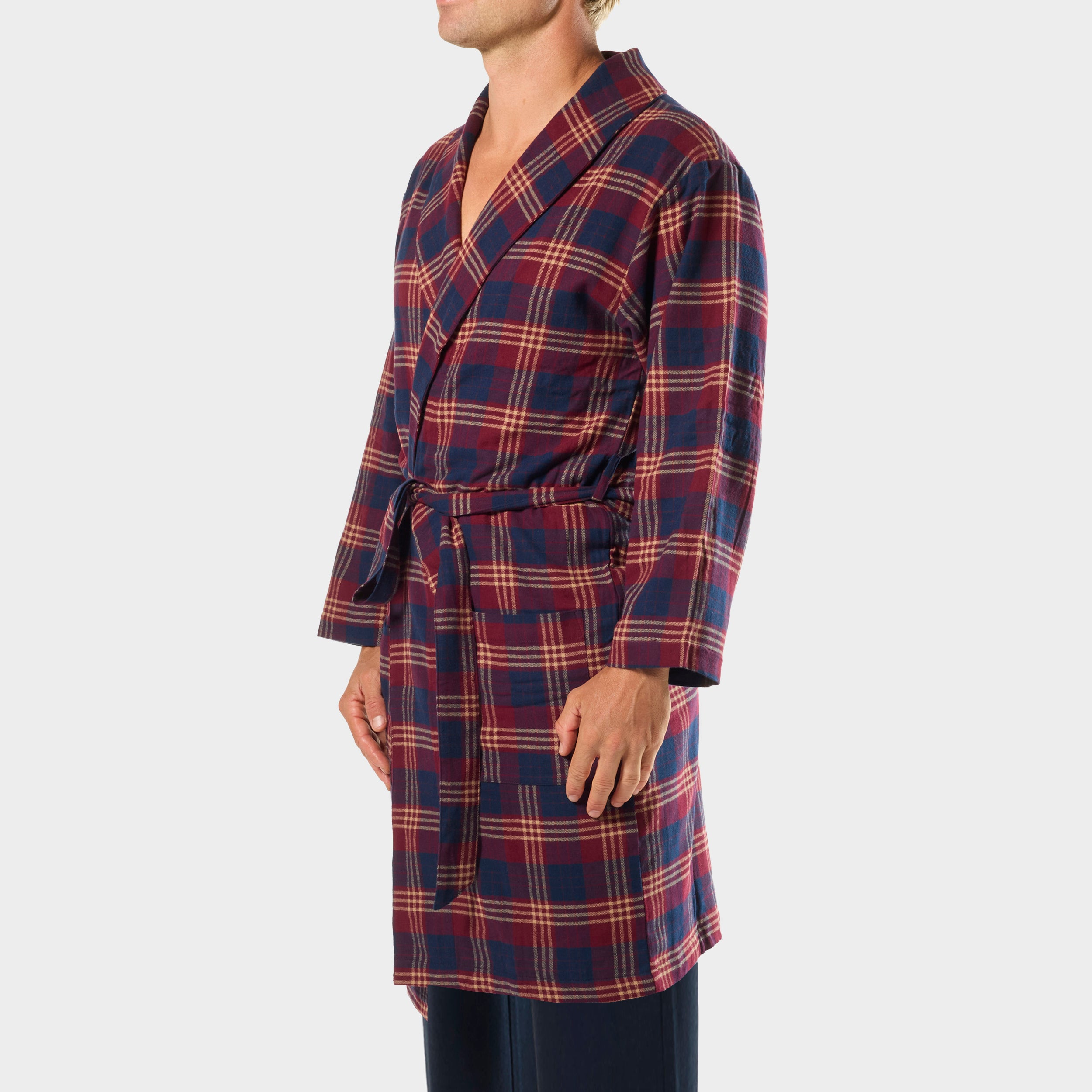 Mens On Holiday Flannel Robe - Red