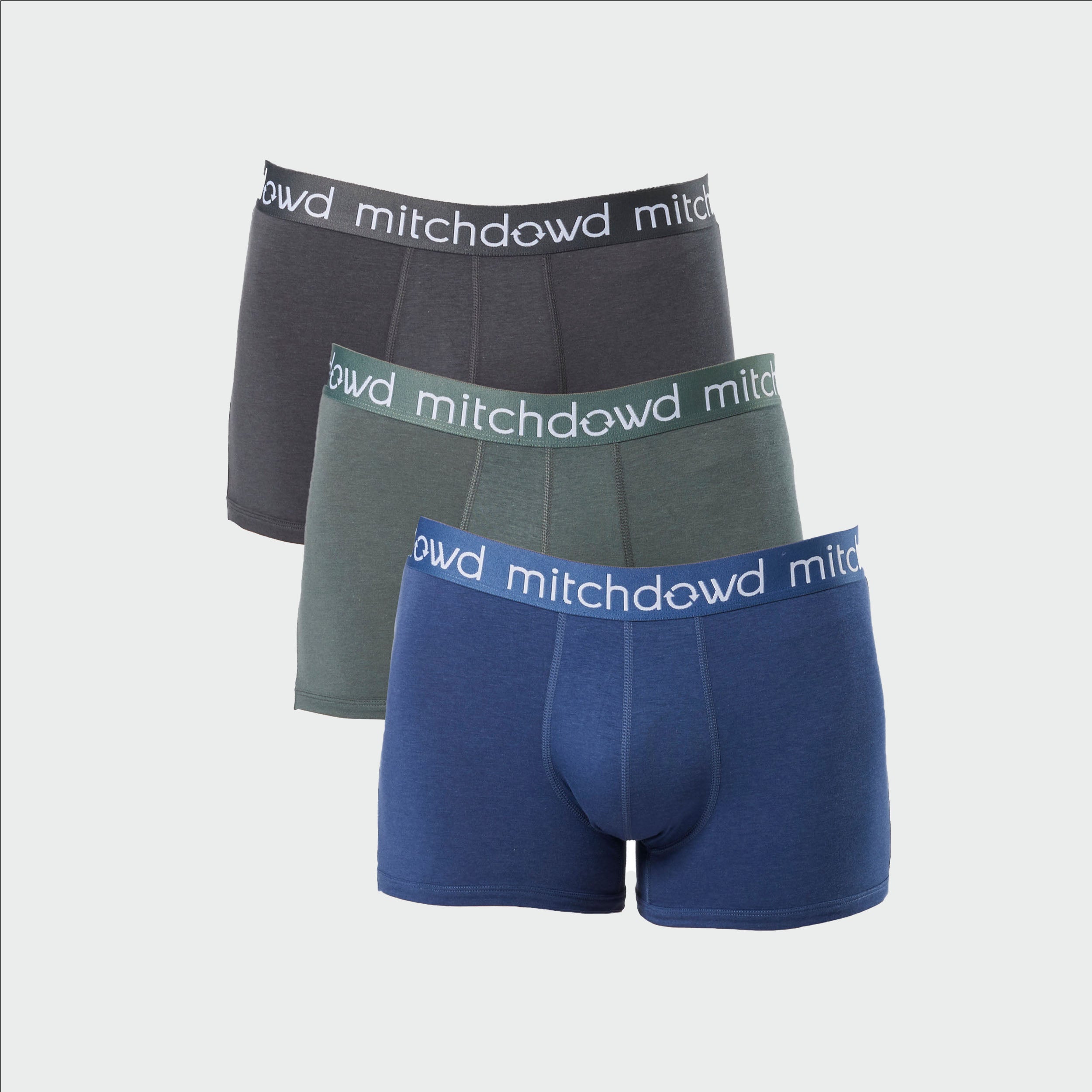 Men's Bamboo Mid-Length Trunk 3 Pack - Blue, Green, Brown - Image 1