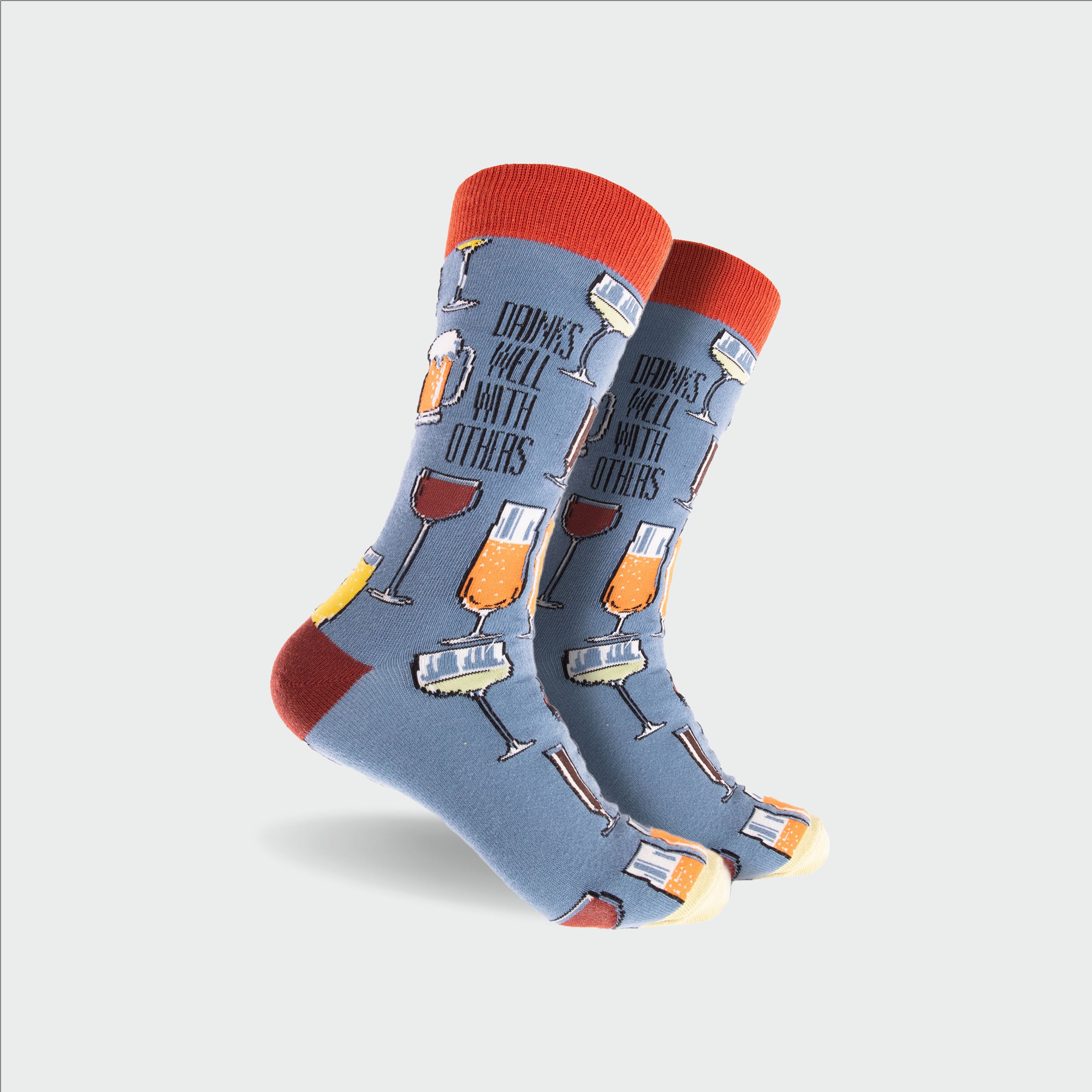 Men's Drinks Well With Others Cotton Crew Socks - Blue - Image 1