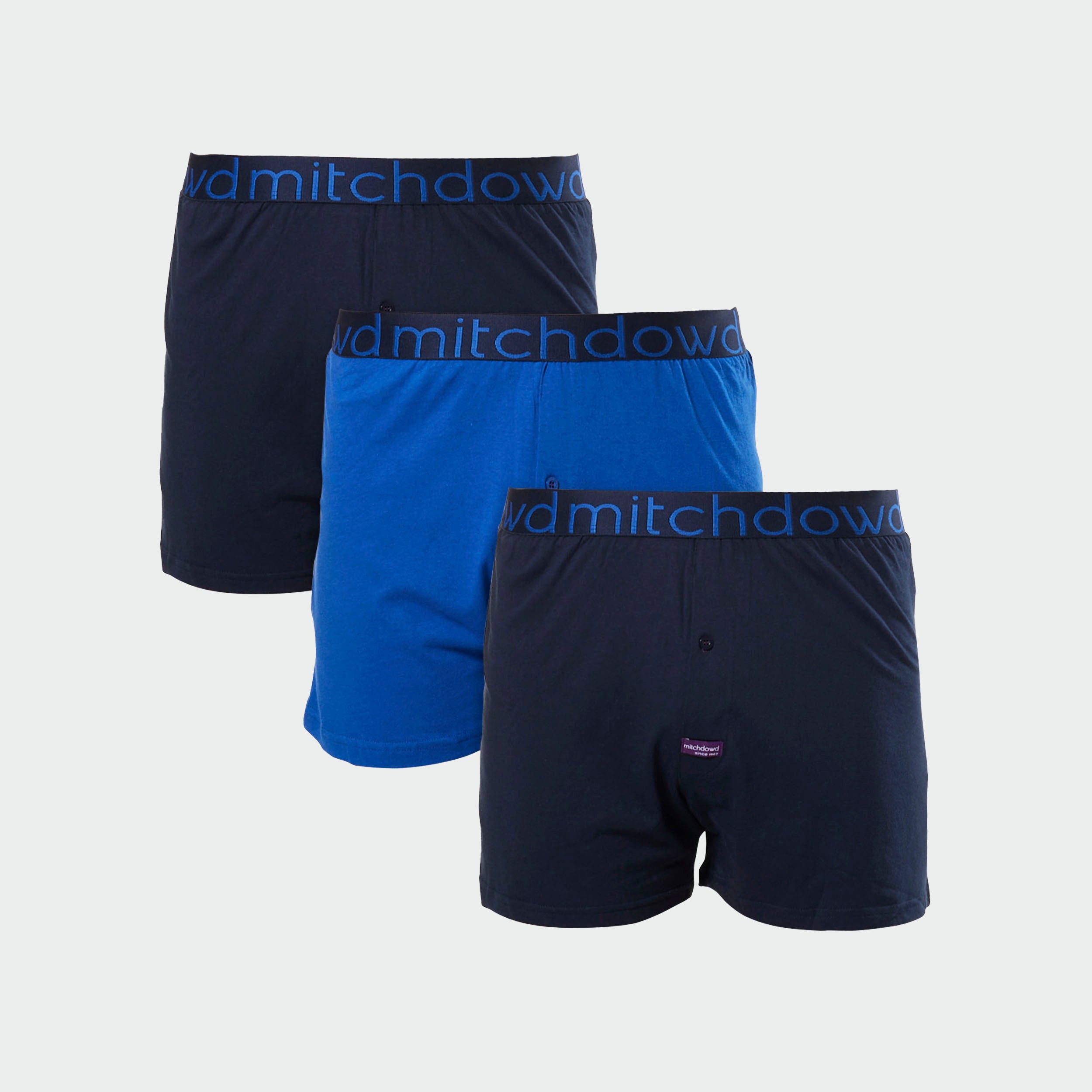 Men's Loose Fit Knit Boxer Shorts 3 Pack - Navy/Blue - Image 1