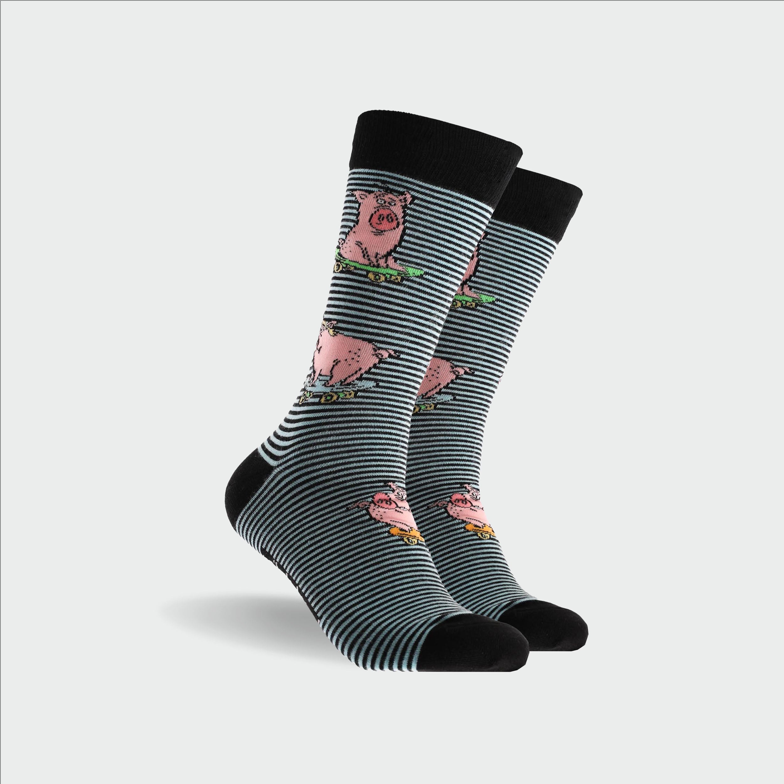 Men's Skating Pork Cotton Crew Socks - Black - Image 1